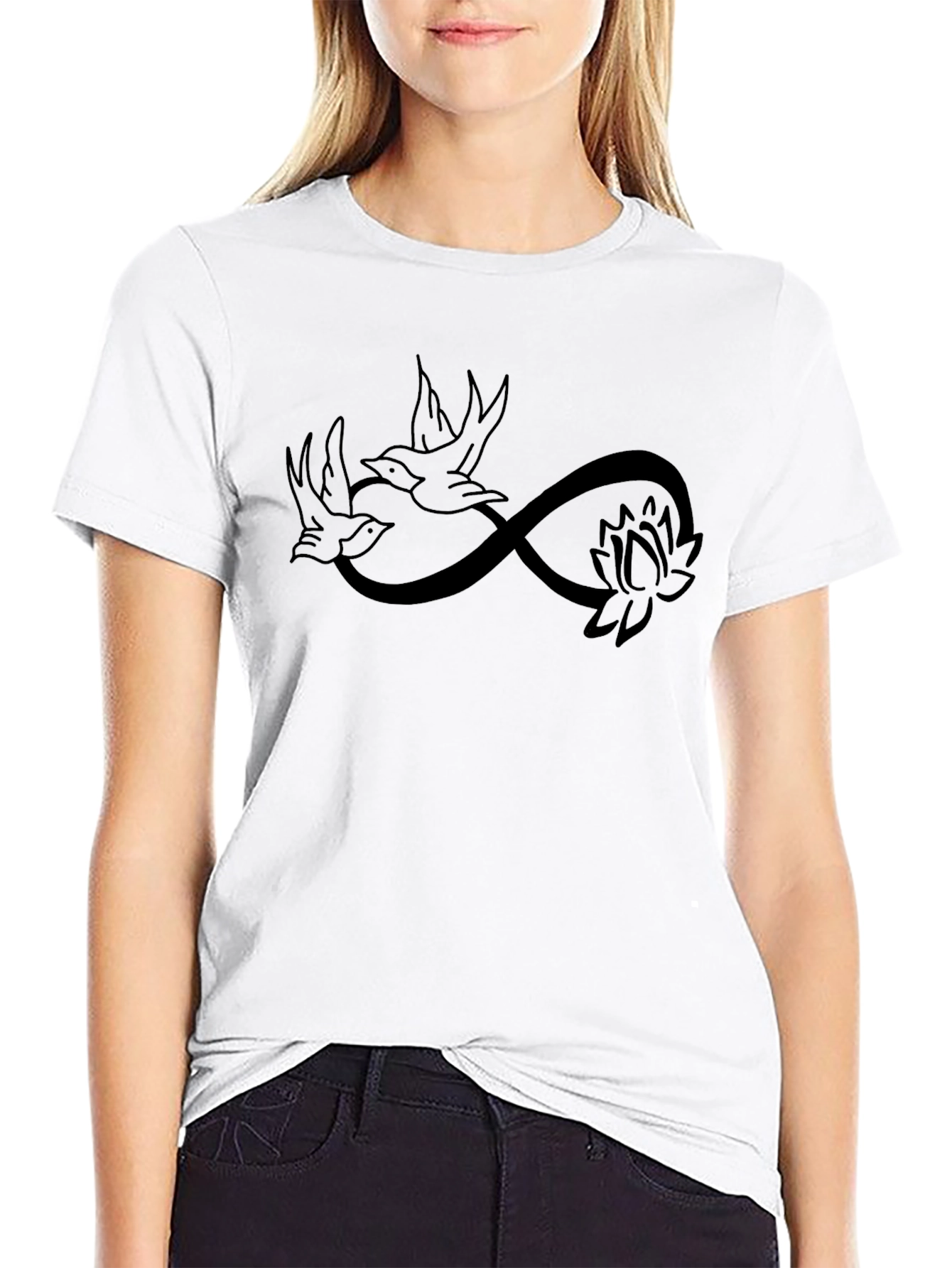 Swallow Infinity Lotus Graphic T-Shirt