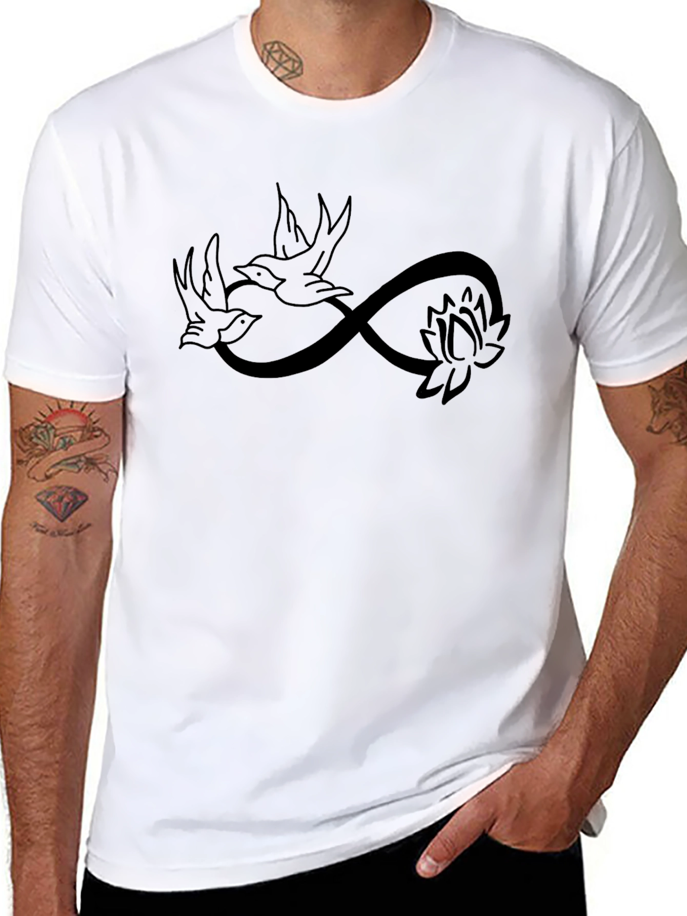 Swallow Infinity Lotus Graphic T-Shirt