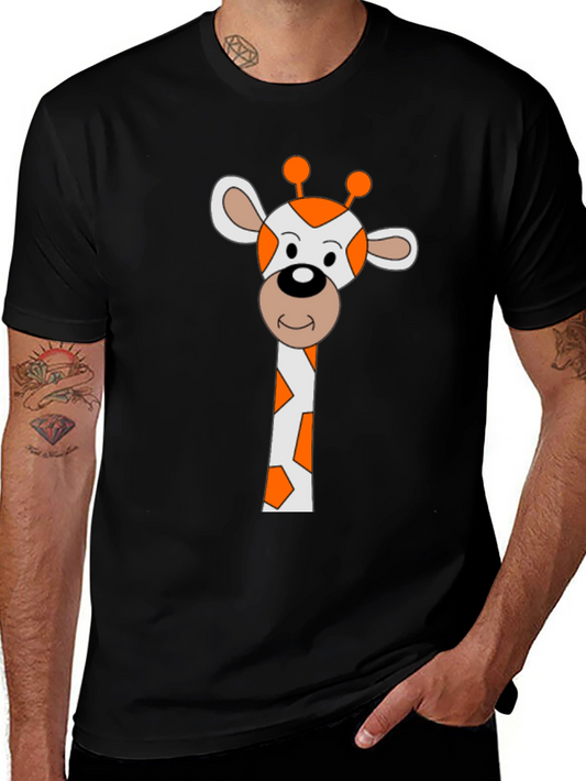 Giraffe Graphic Tee - Black Cotton Blend Shirt