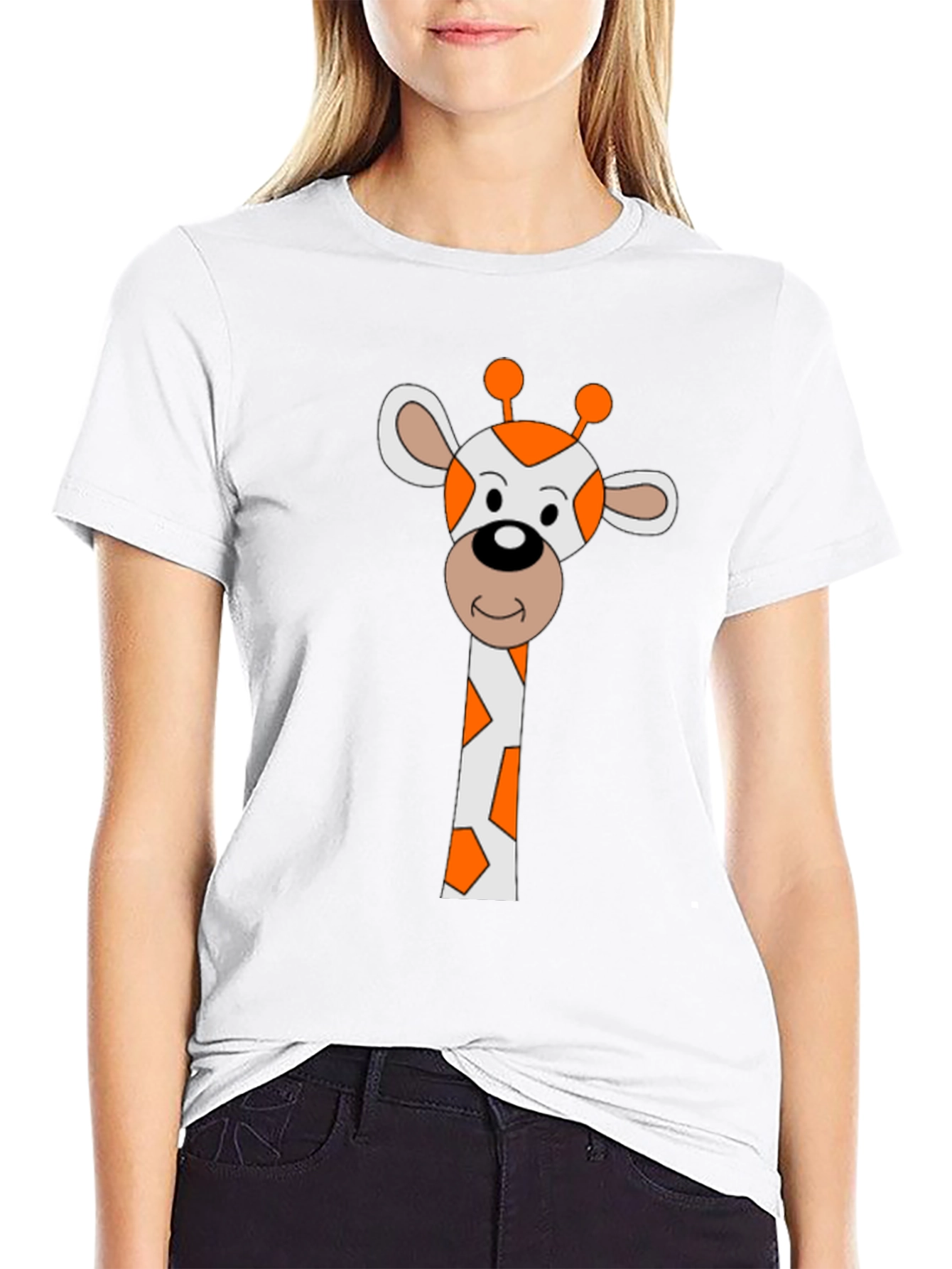 Giraffe Graphic Tee - Black Cotton Blend Shirt