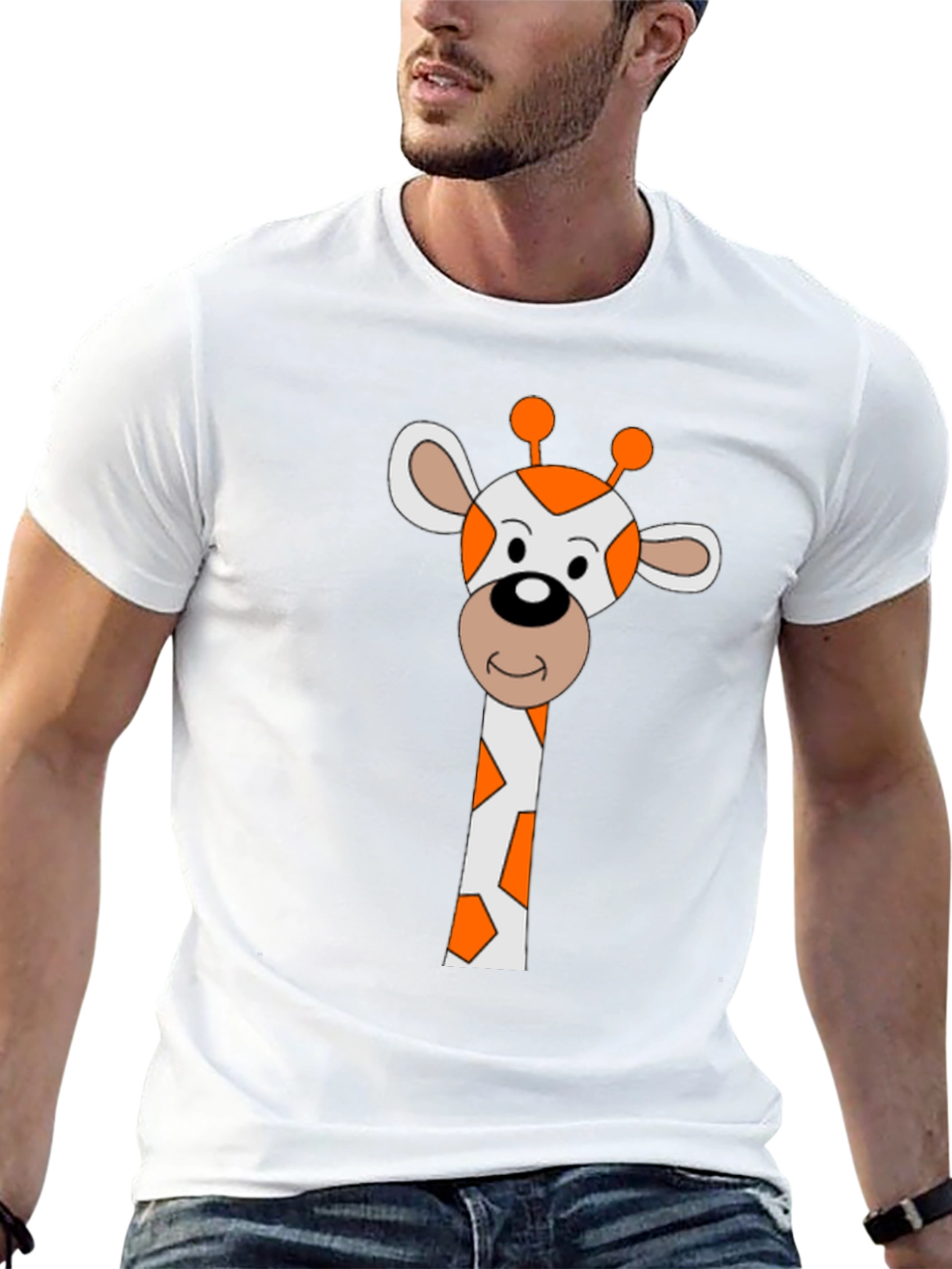 Giraffe Graphic Tee - Black Cotton Blend Shirt