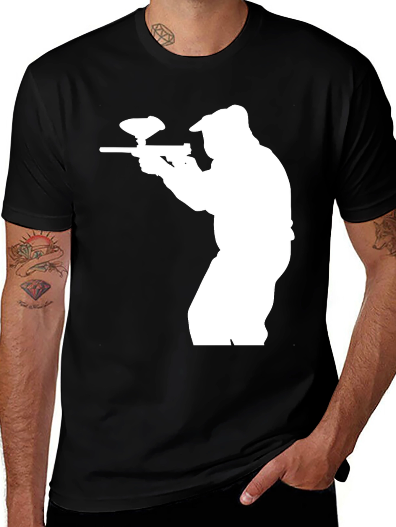 Paintball Player Silhouette Graphic T-Shirt