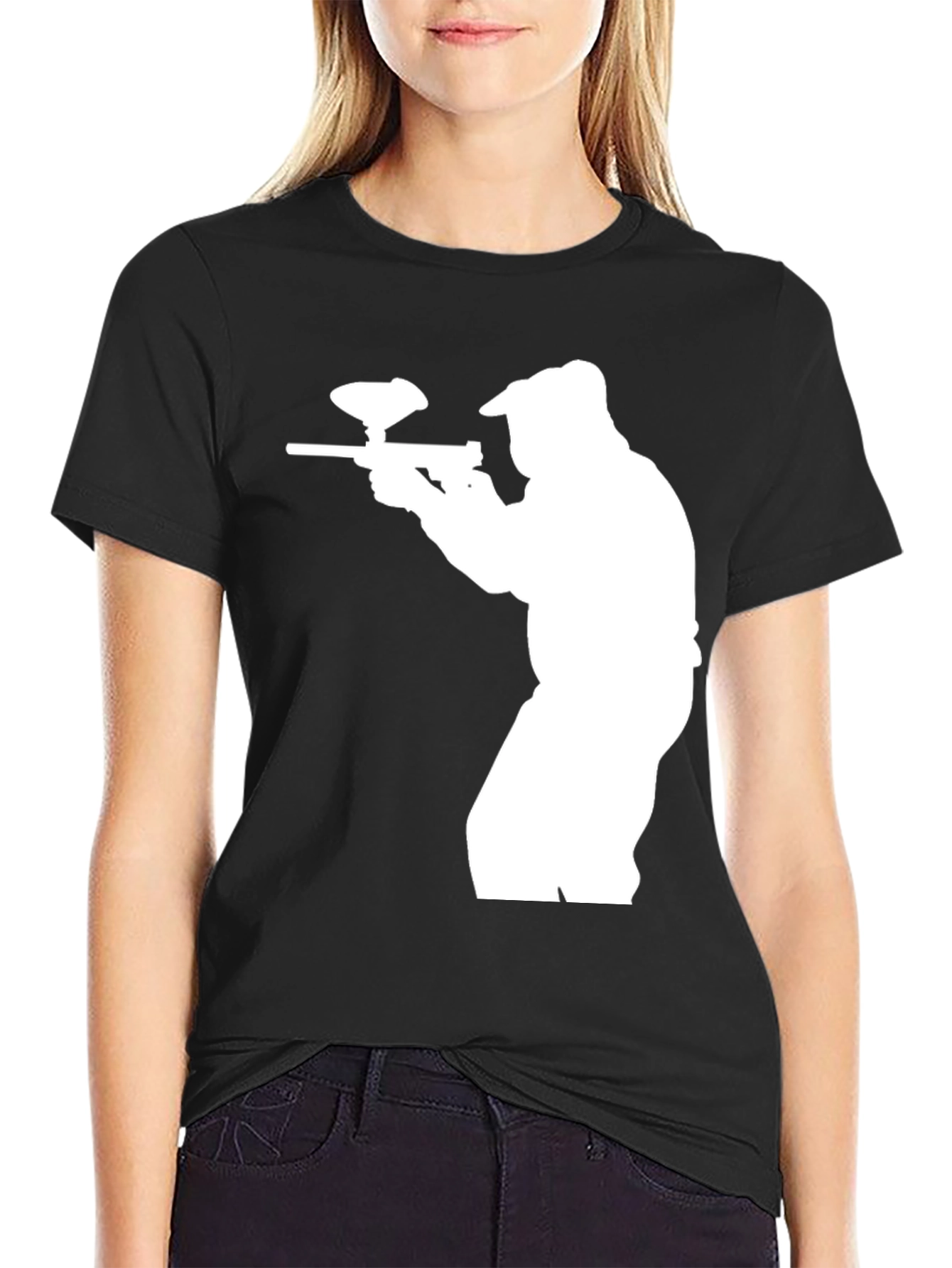 Paintball Player Silhouette Graphic T-Shirt