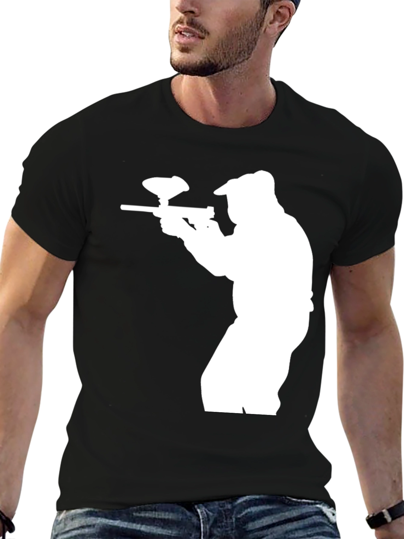 Paintball Player Silhouette Graphic T-Shirt
