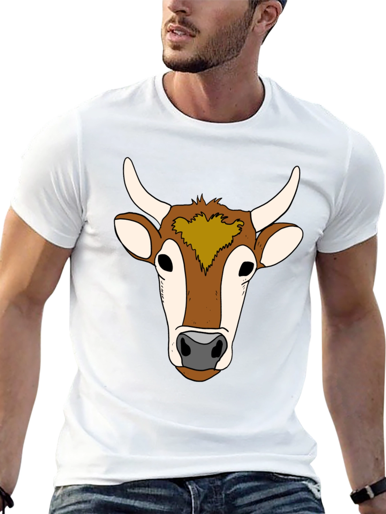 Cow Face Graphic Tee - Unisex Black T-Shirt