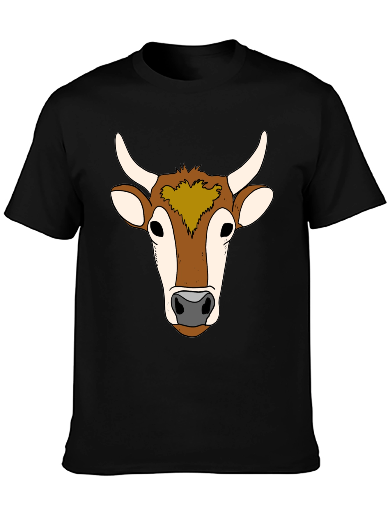 Cow Face Graphic Tee - Unisex Black T-Shirt