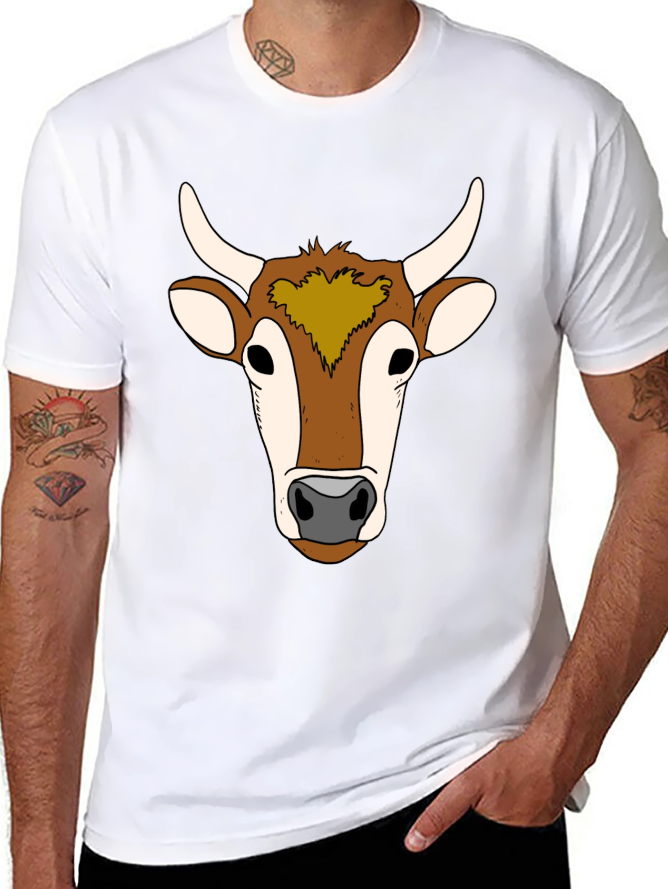 Cow Face Graphic Tee - Unisex Black T-Shirt
