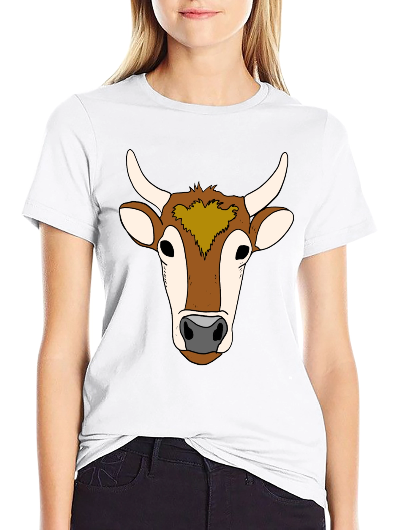 Cow Face Graphic Tee - Unisex Black T-Shirt