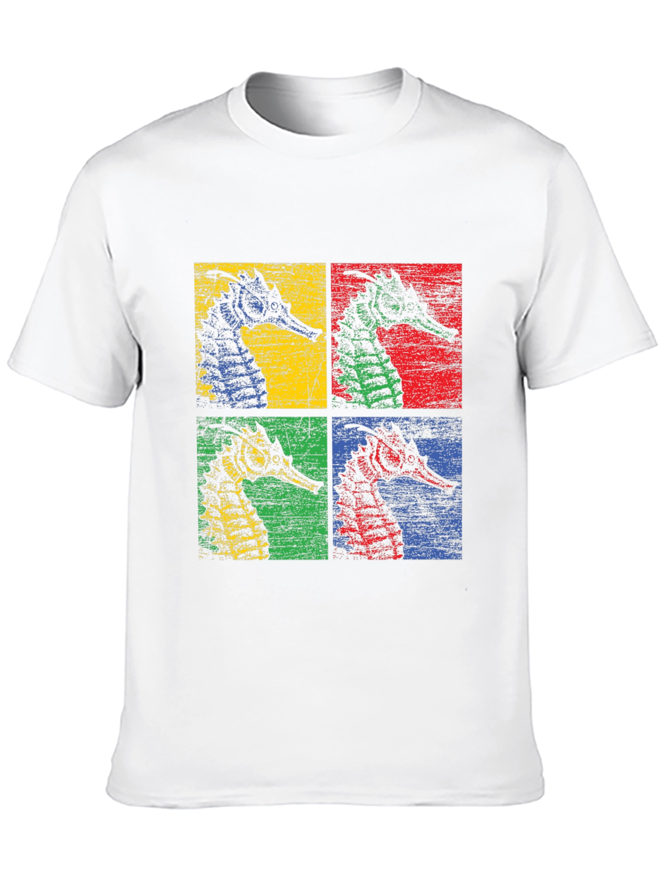 Retro Seahorse Pop Art Black T-Shirt