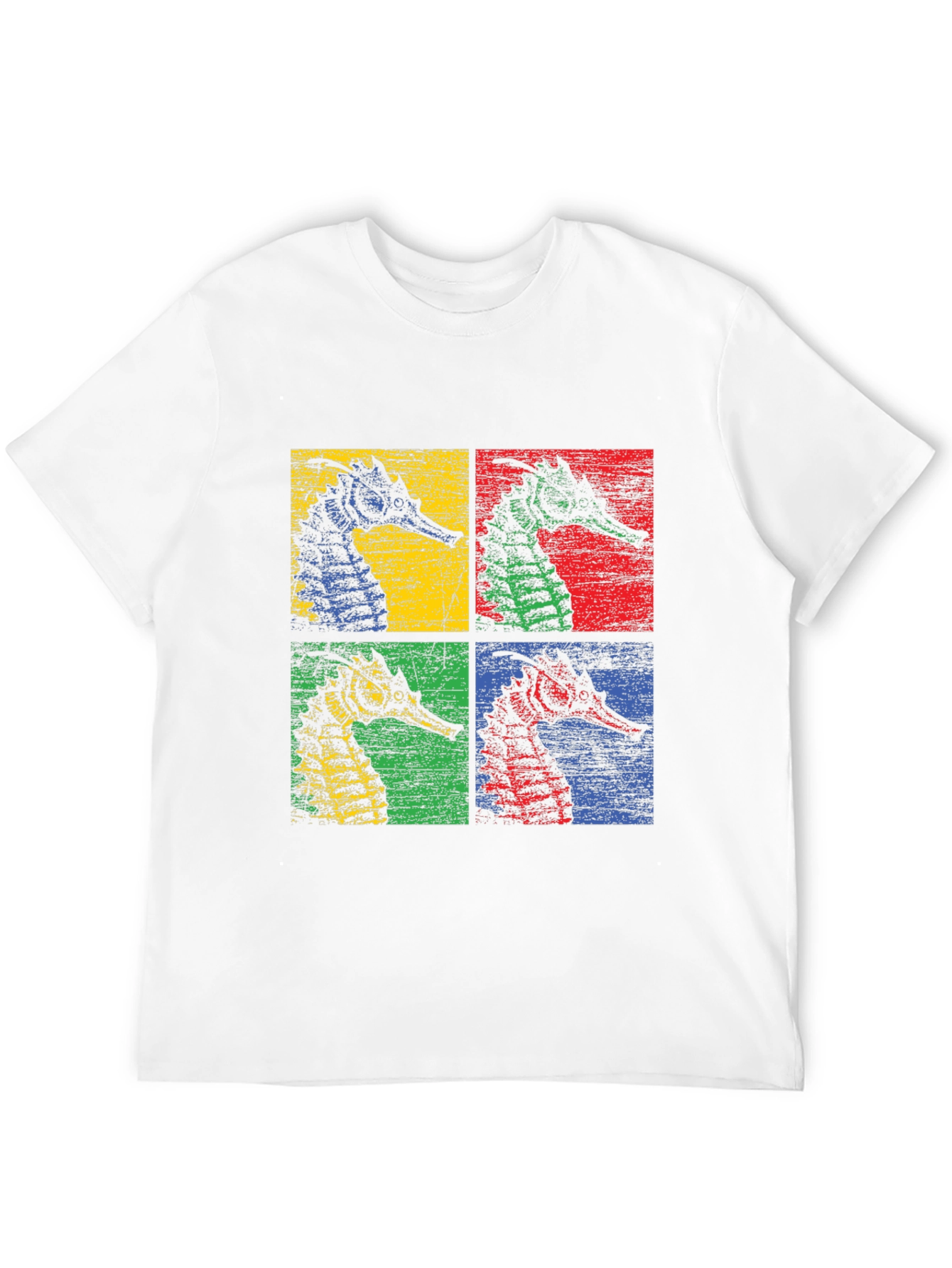 Retro Seahorse Pop Art Black T-Shirt