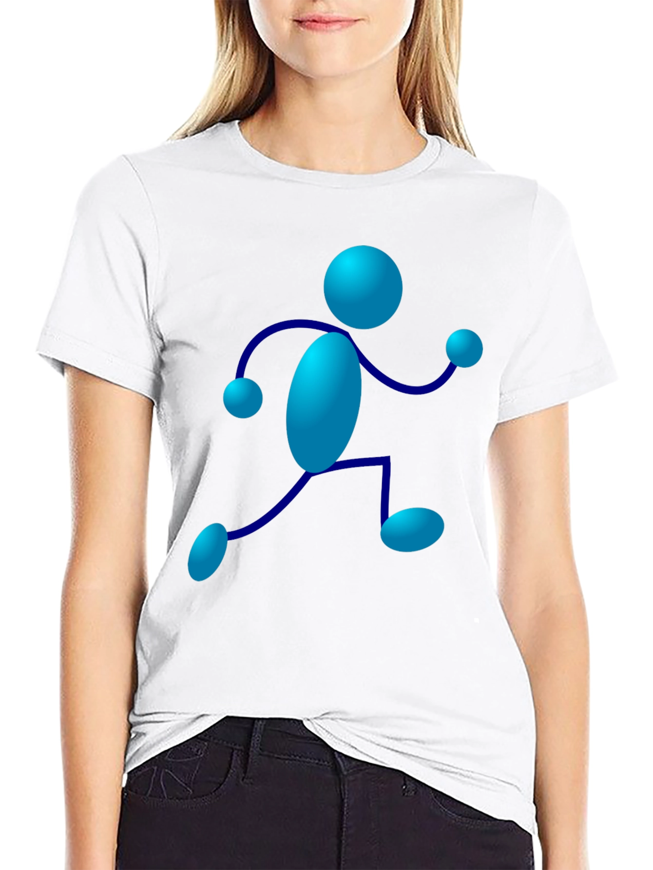 Funky Figure Tee - Black Cotton Crew Neck T-Shirt