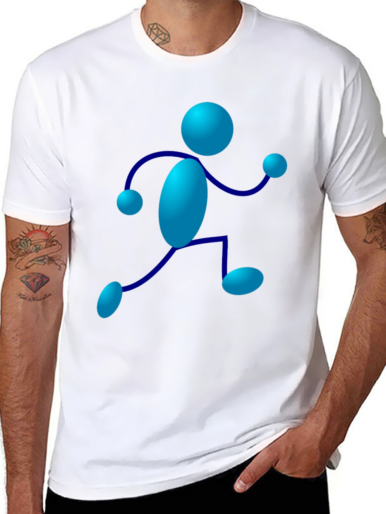 Funky Figure Tee - Black Cotton Crew Neck T-Shirt