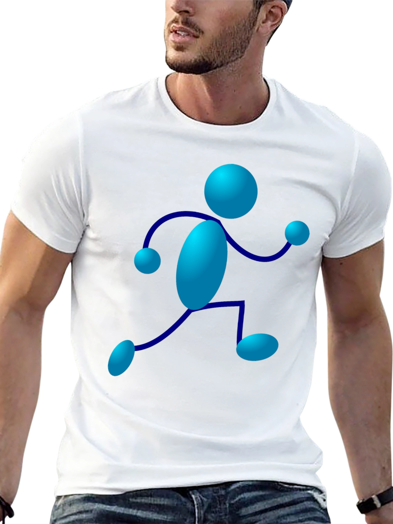 Funky Figure Tee - Black Cotton Crew Neck T-Shirt