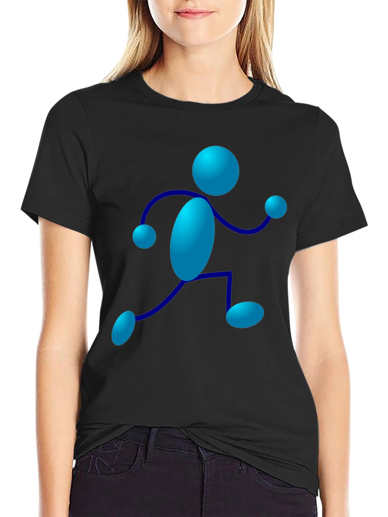 Funky Figure Tee - Black Cotton Crew Neck T-Shirt