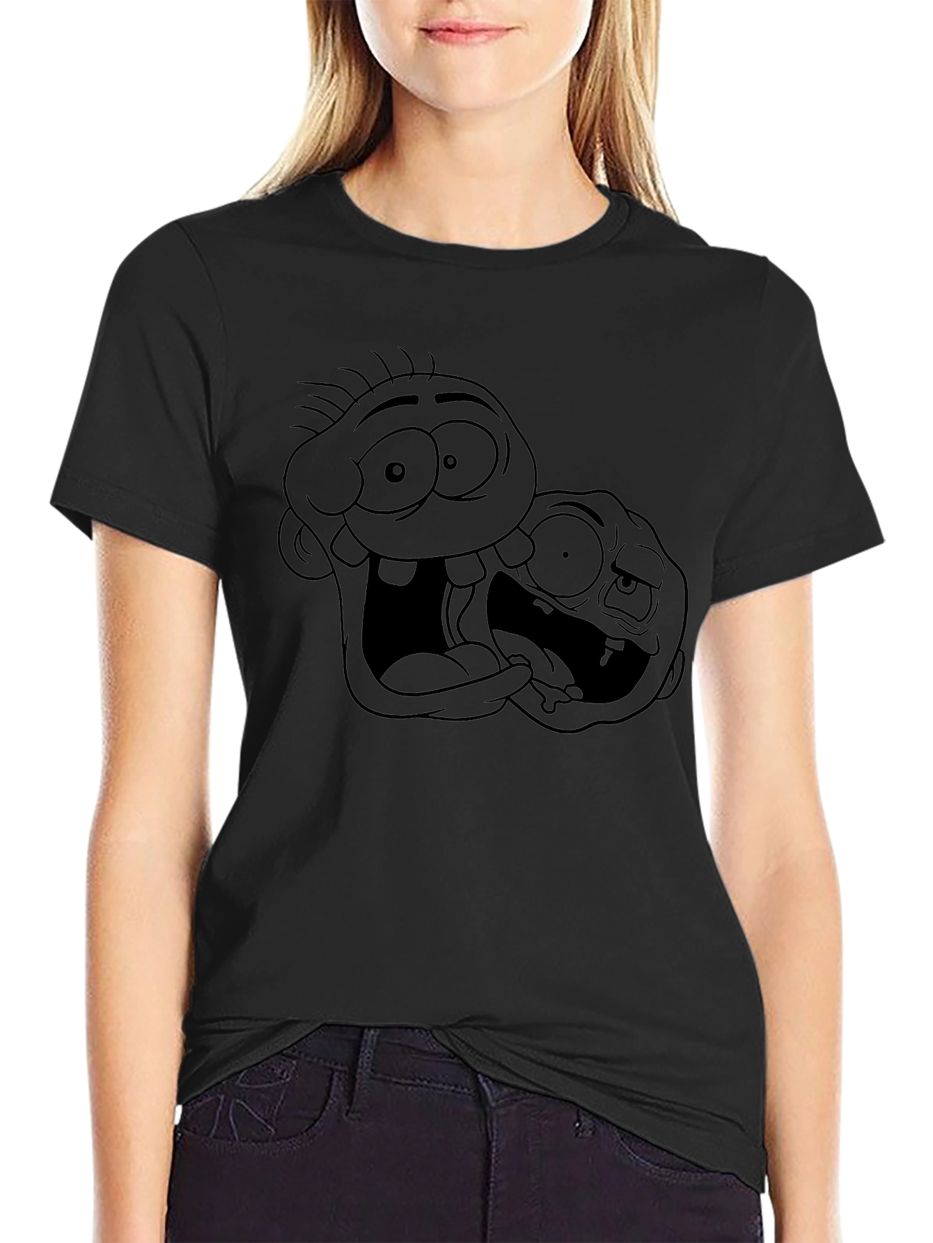 Cartoon Duo Black T-Shirt
