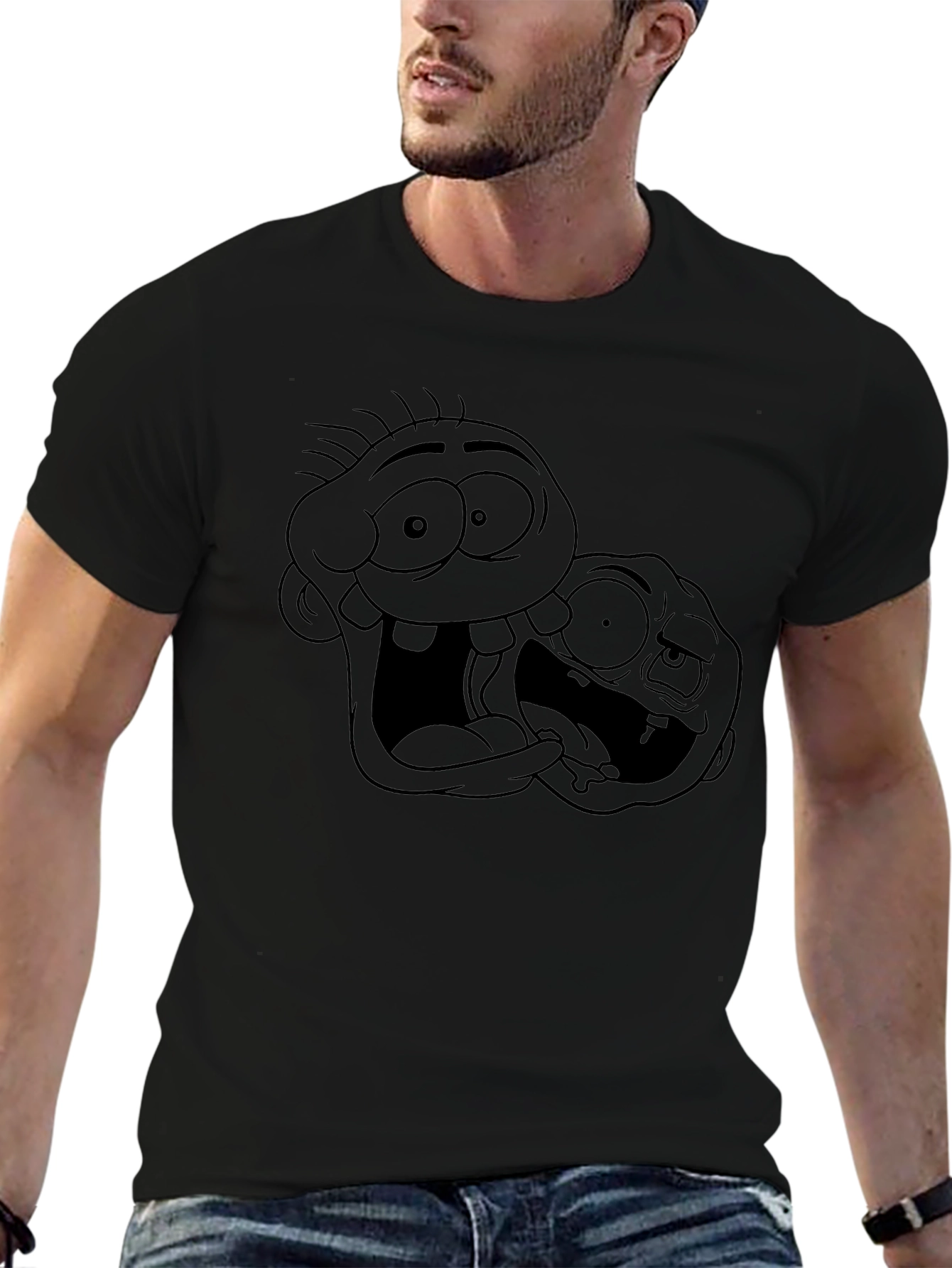 Cartoon Duo Black T-Shirt