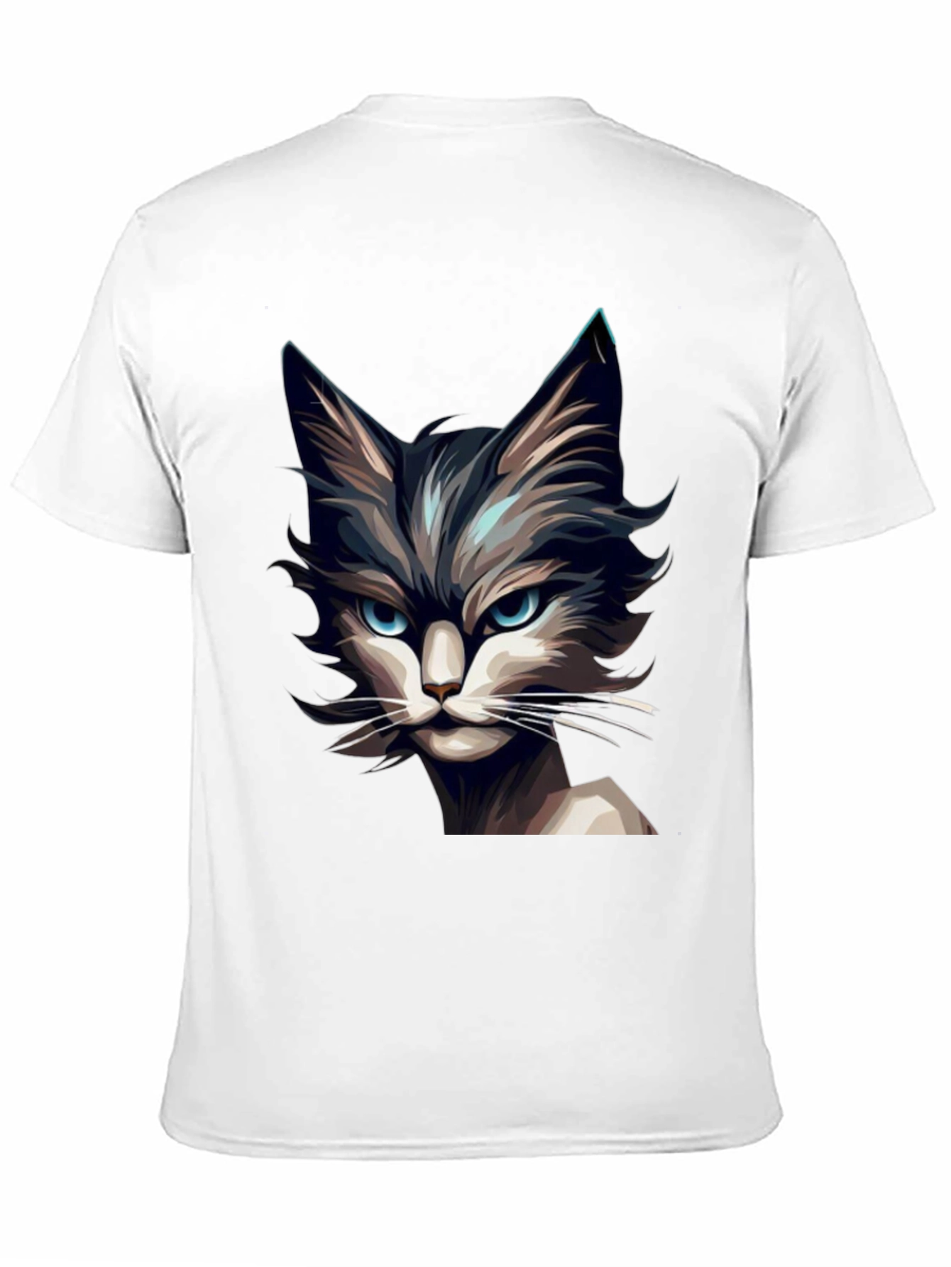Mens Black T-Shirt with Cat Graphic