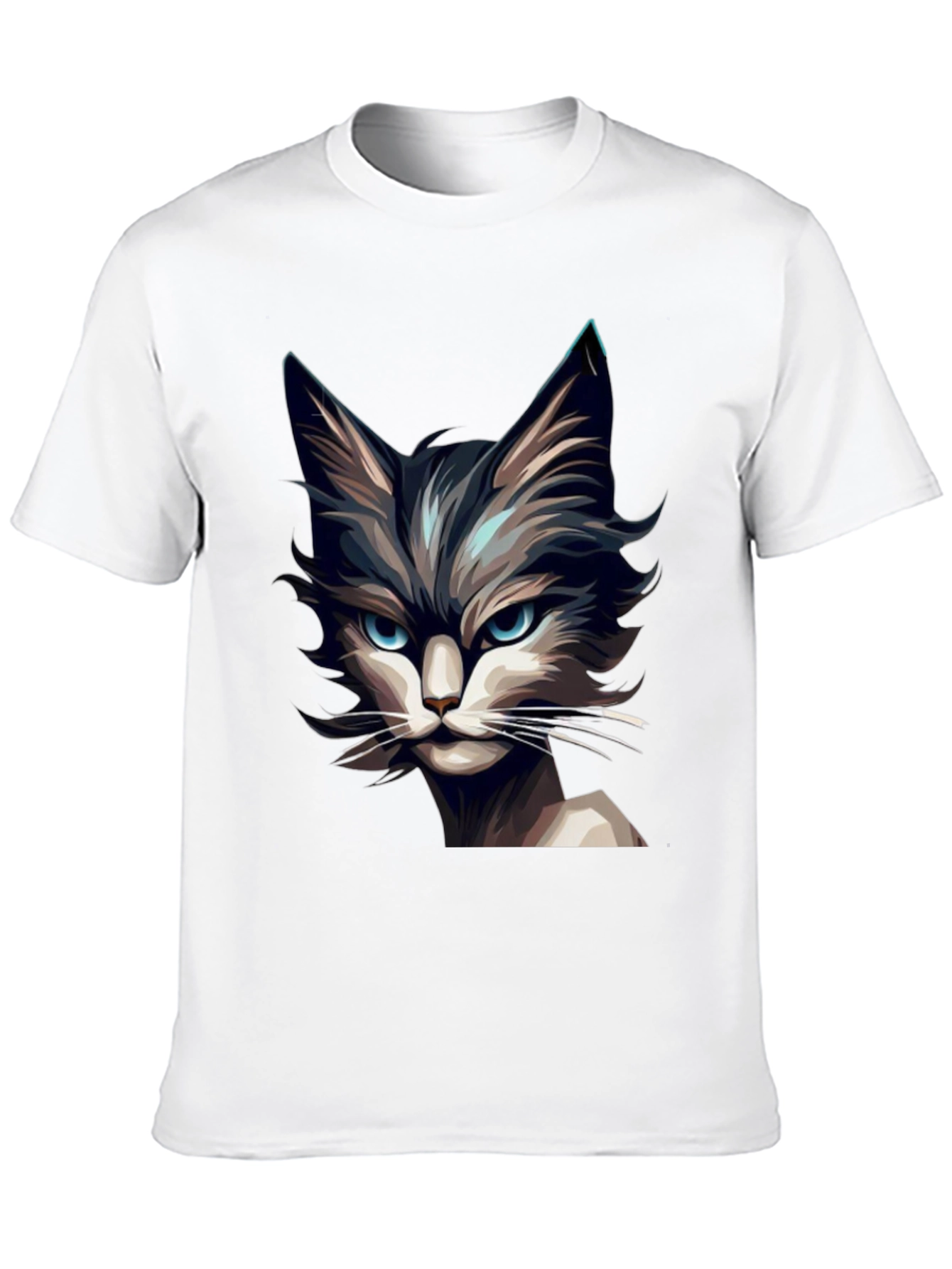 Mens Black T-Shirt with Cat Graphic