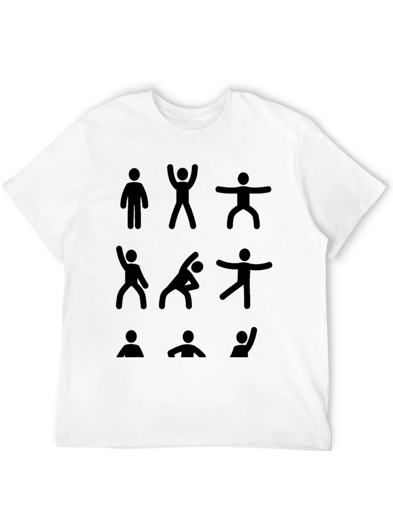 Yoga Pose Stick Figure Graphic Tee - Black