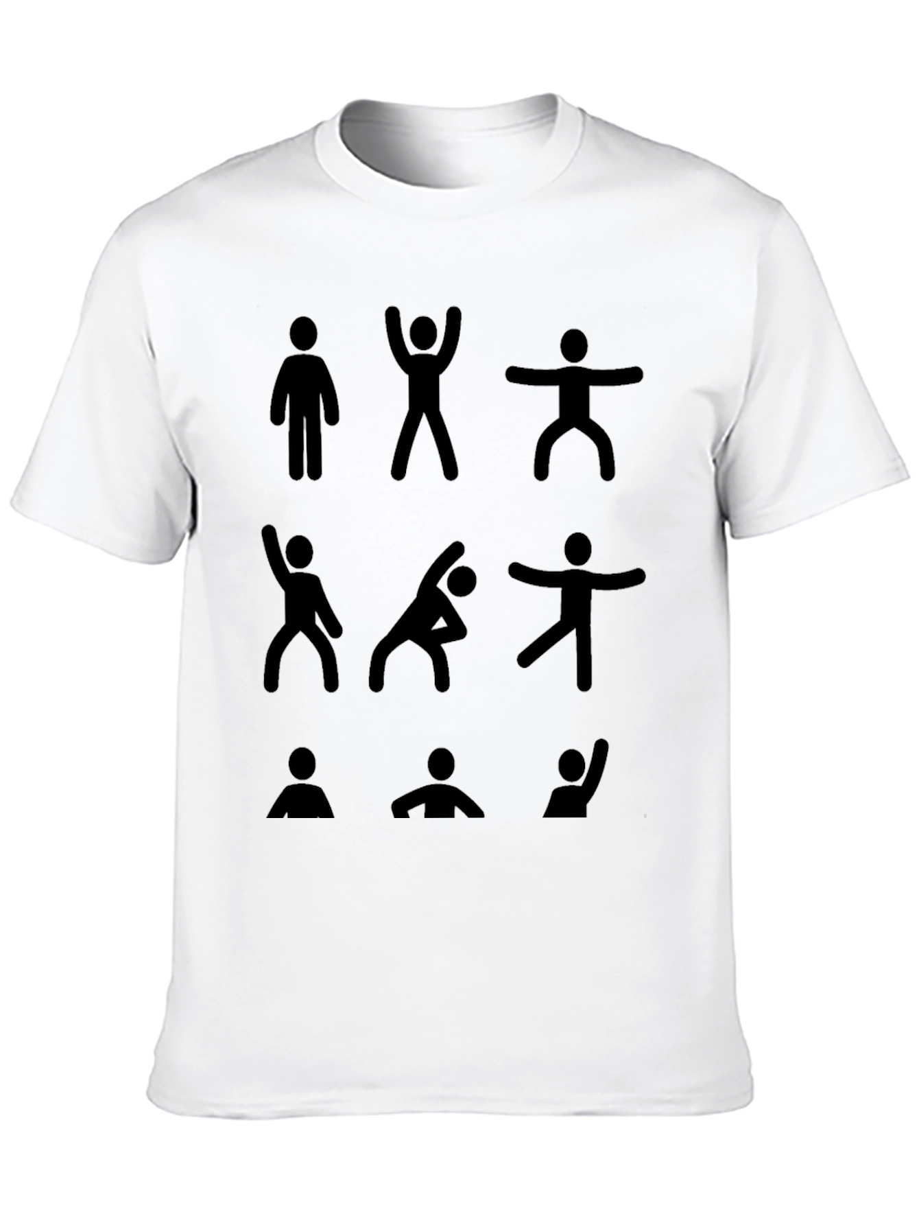 Yoga Pose Stick Figure Graphic Tee - Black