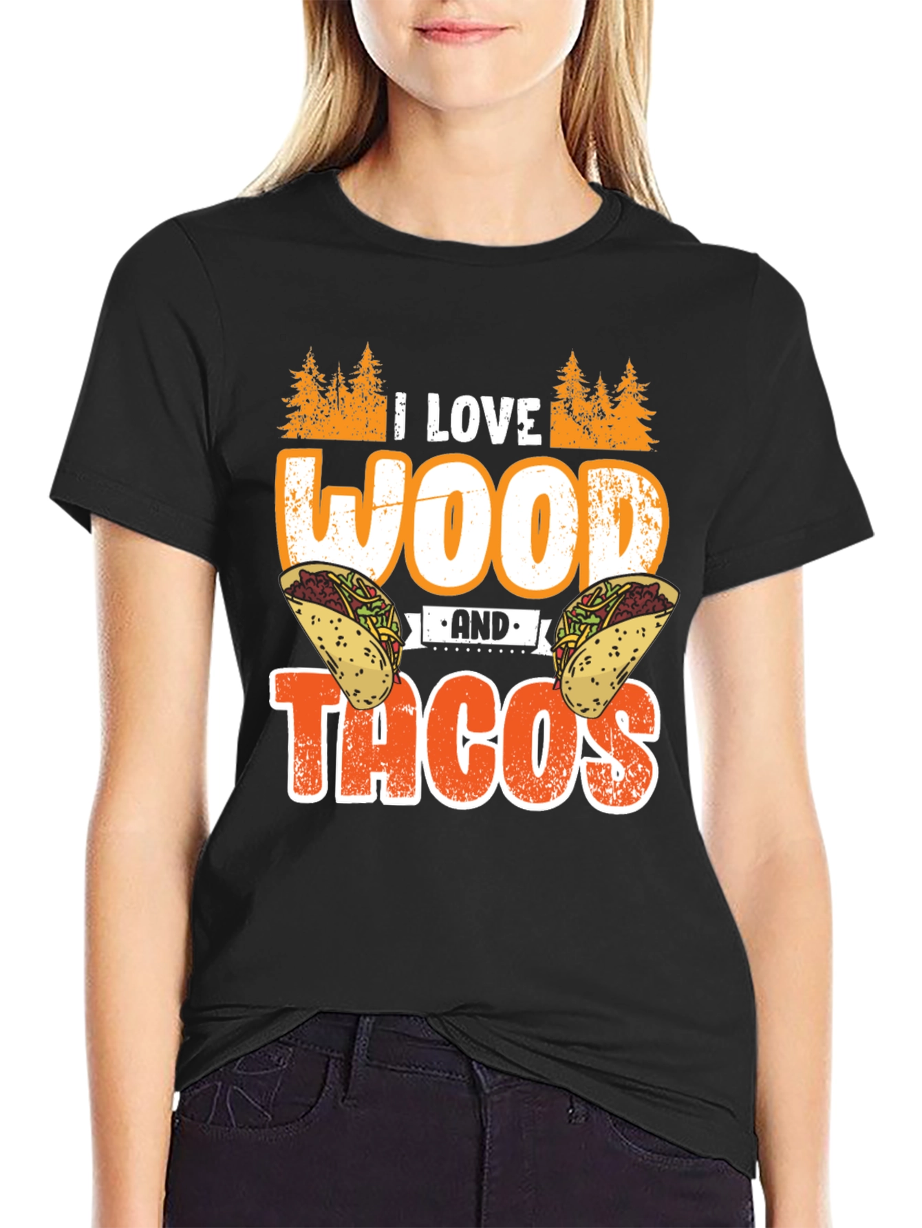 I Love Wood And Tacos Mens Graphic T-Shirt