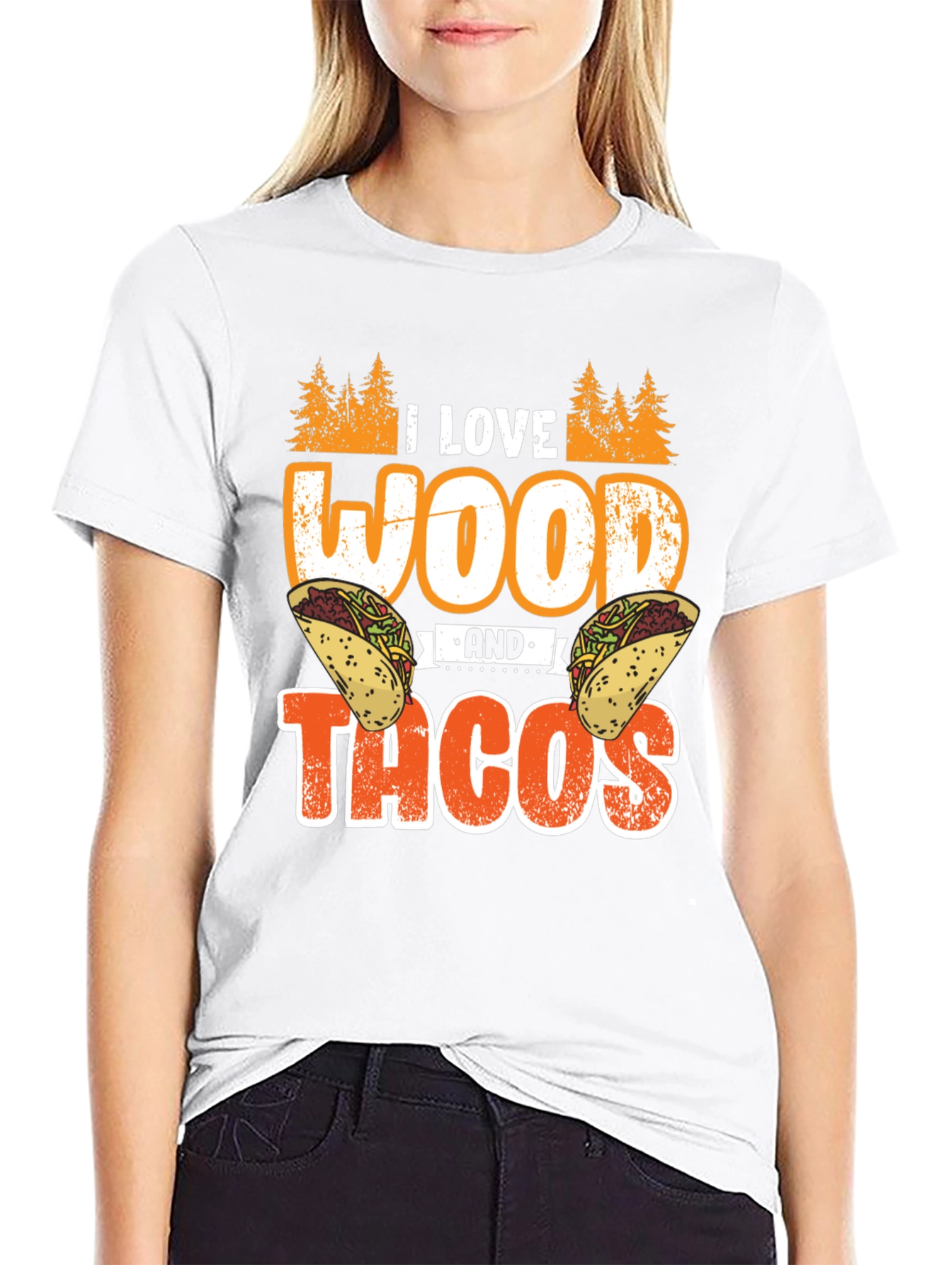 I Love Wood And Tacos Mens Graphic T-Shirt