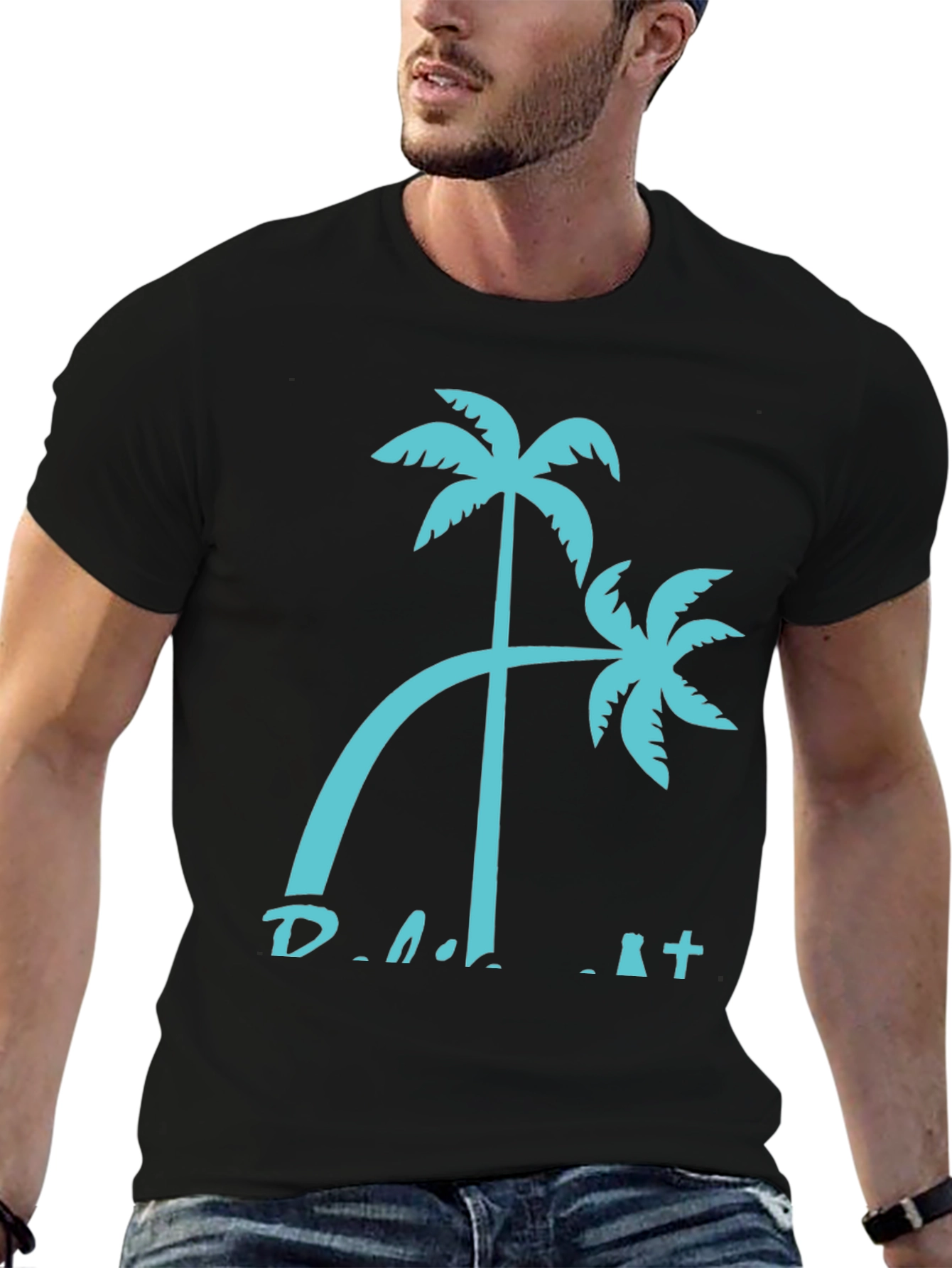 Palm Tree Graphic Black T-Shirt