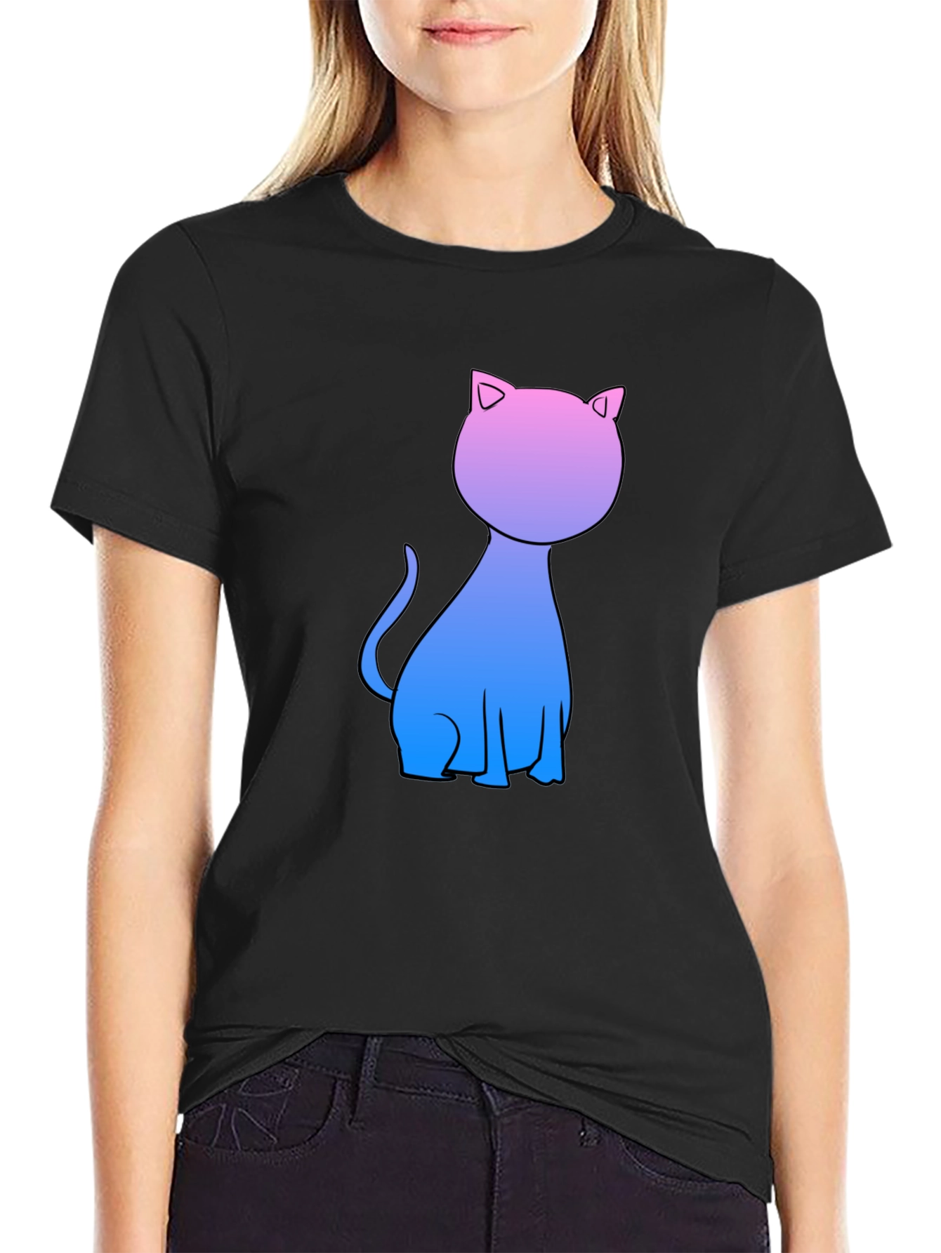 Gradient Cat Graphic Tee - Stylish Comfort