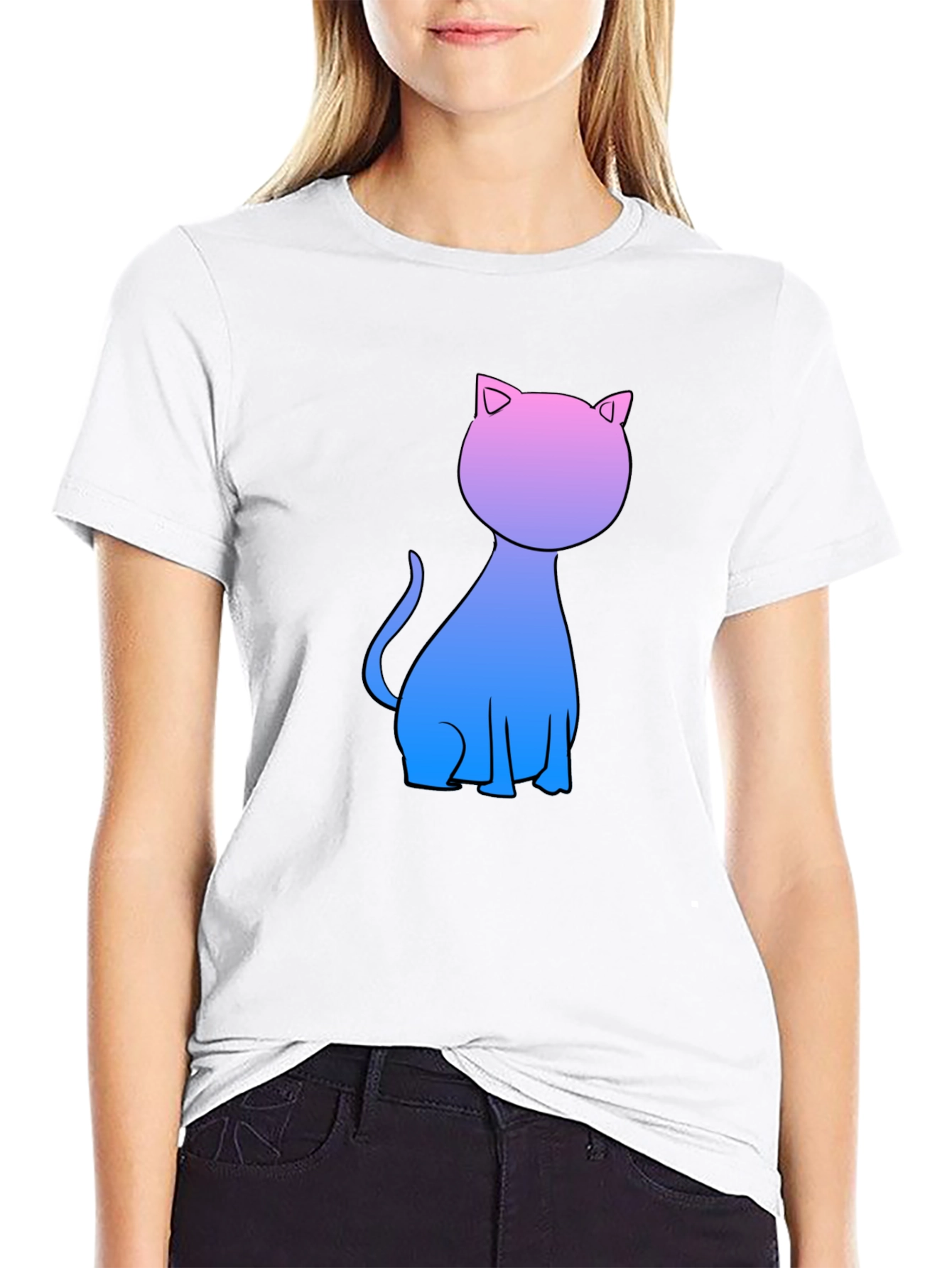 Gradient Cat Graphic Tee - Stylish Comfort
