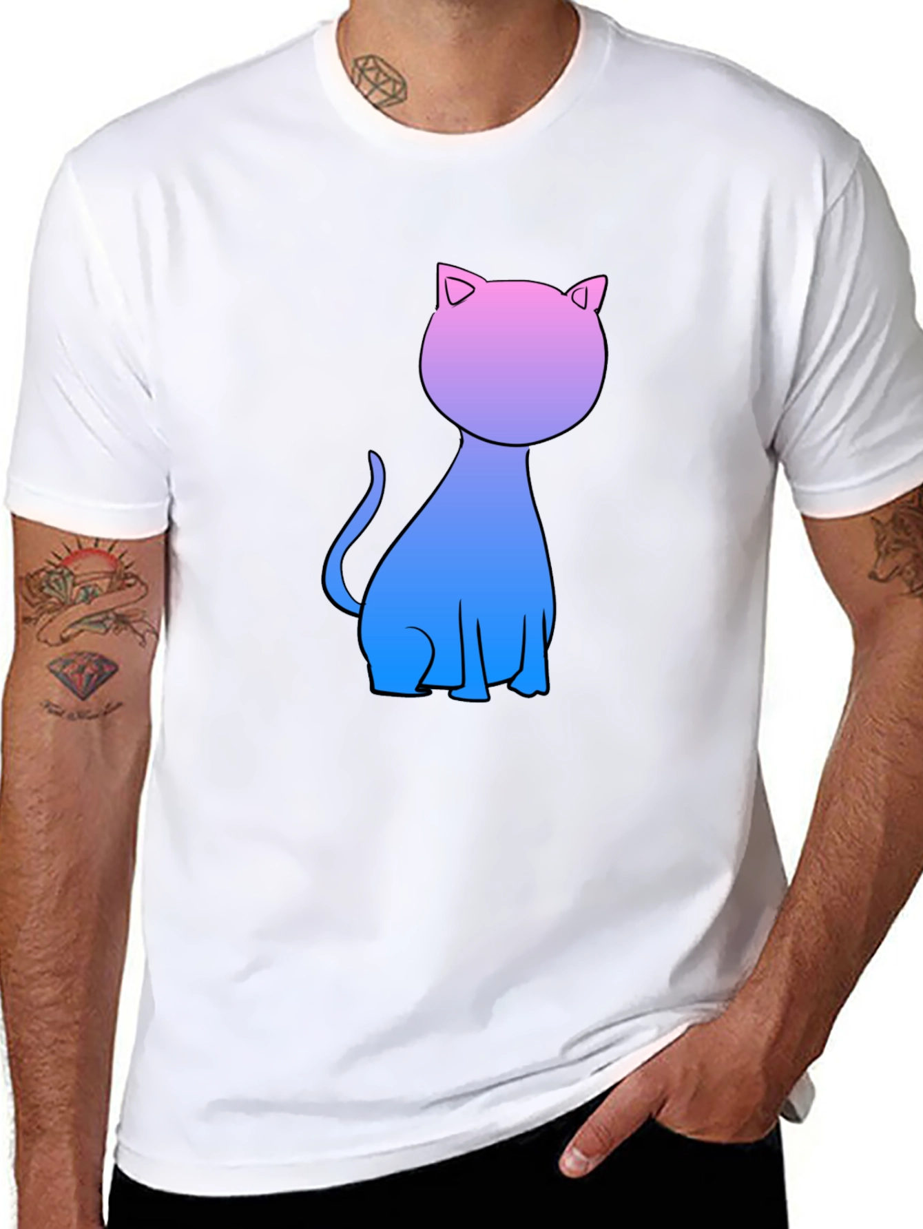 Gradient Cat Graphic Tee - Stylish Comfort