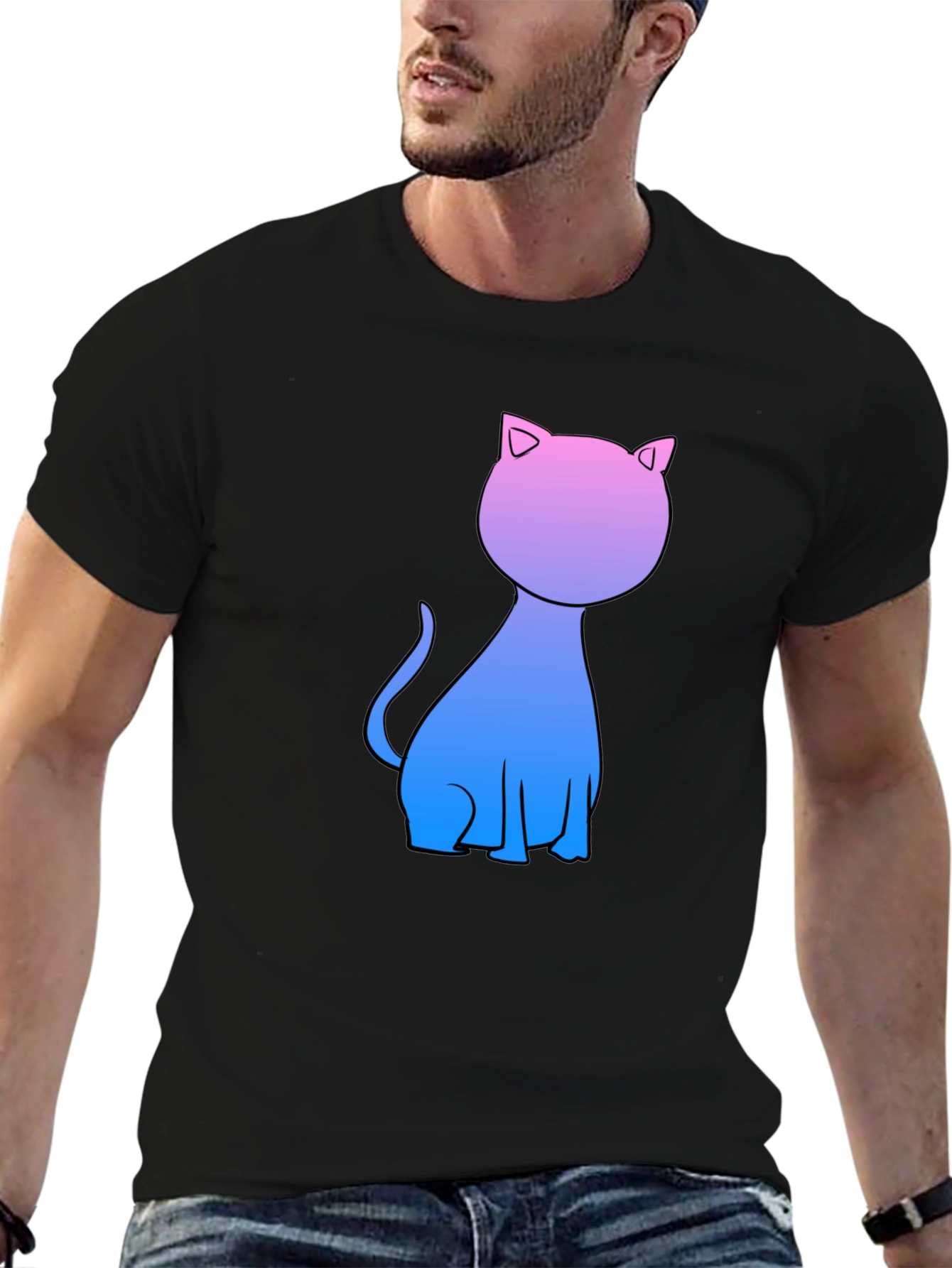 Gradient Cat Graphic Tee - Stylish Comfort