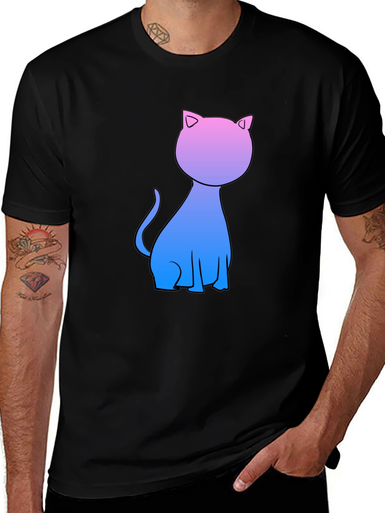 Gradient Cat Graphic Tee - Stylish Comfort