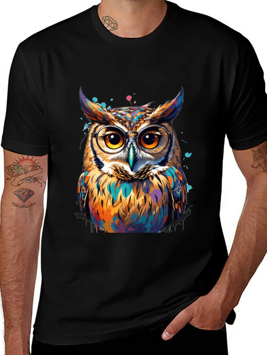 Colorful Owl Graphic Tee - Unisex Cotton T-Shirt