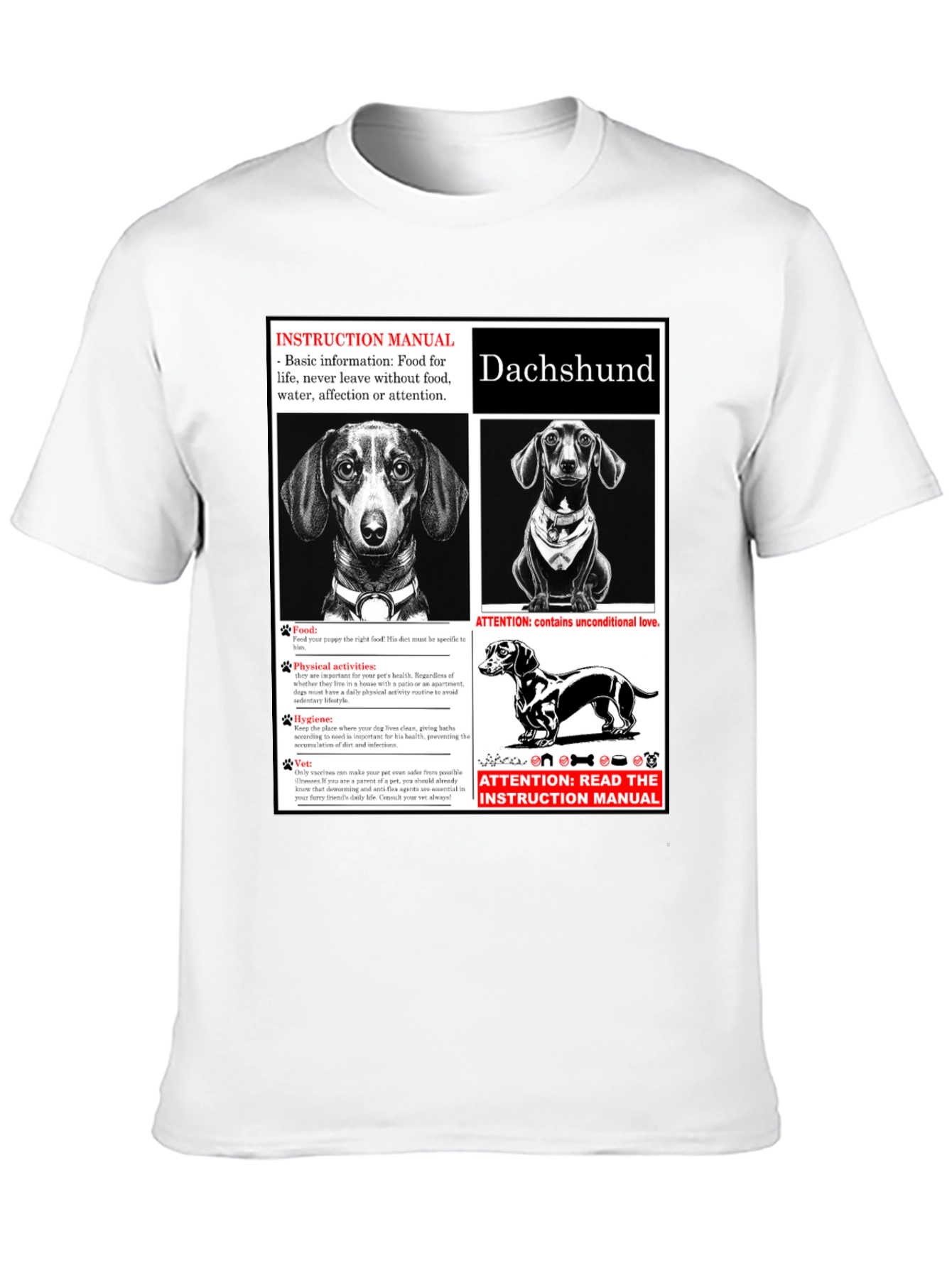 Dachshund Dog Breed Instruction Manual Black T-Shirt