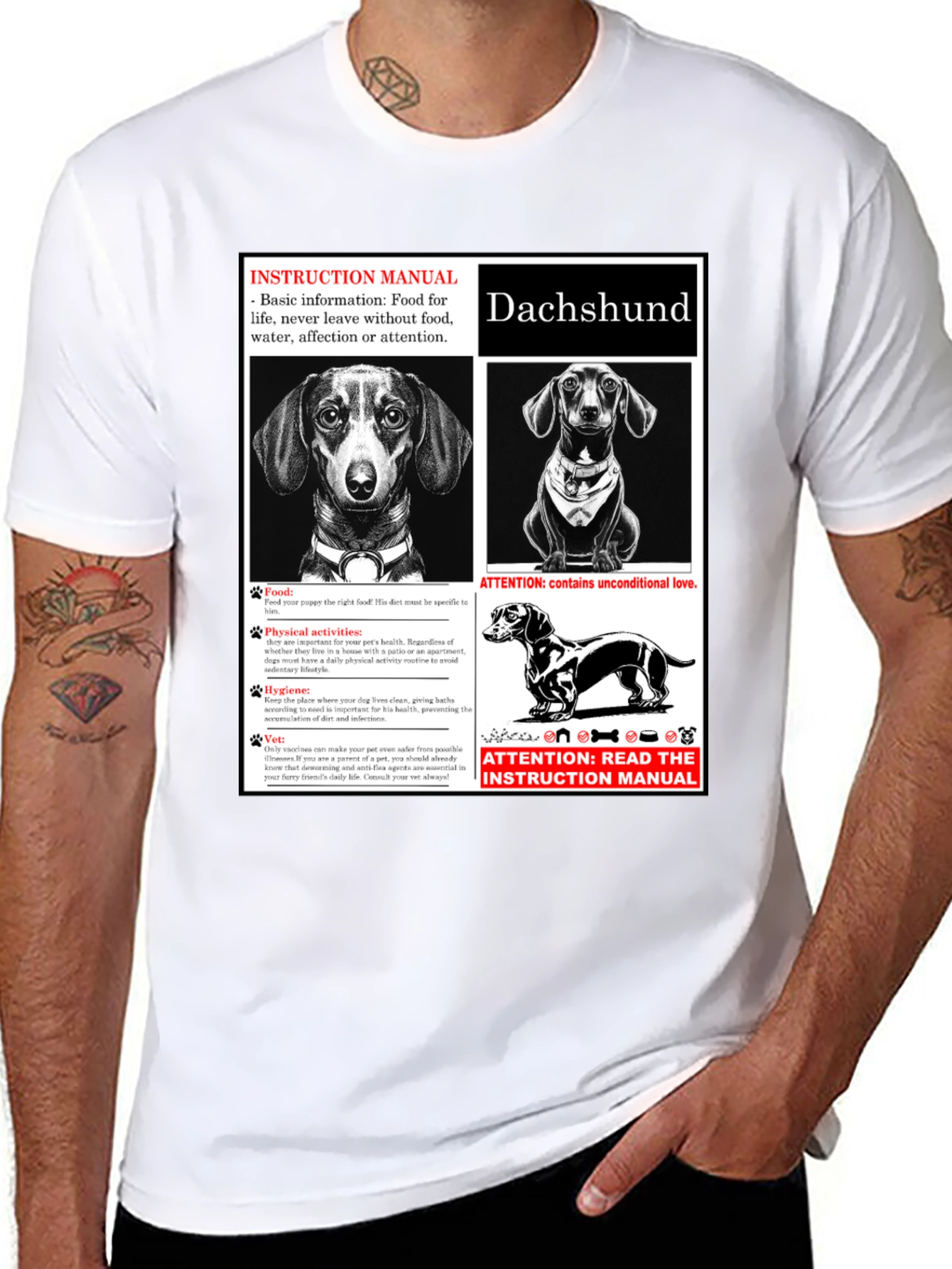 Dachshund Dog Breed Instruction Manual Black T-Shirt
