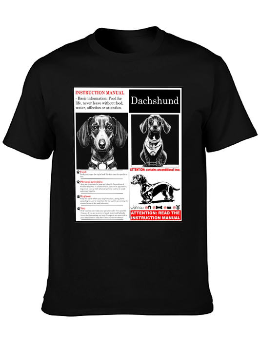Dachshund Dog Breed Instruction Manual Black T-Shirt