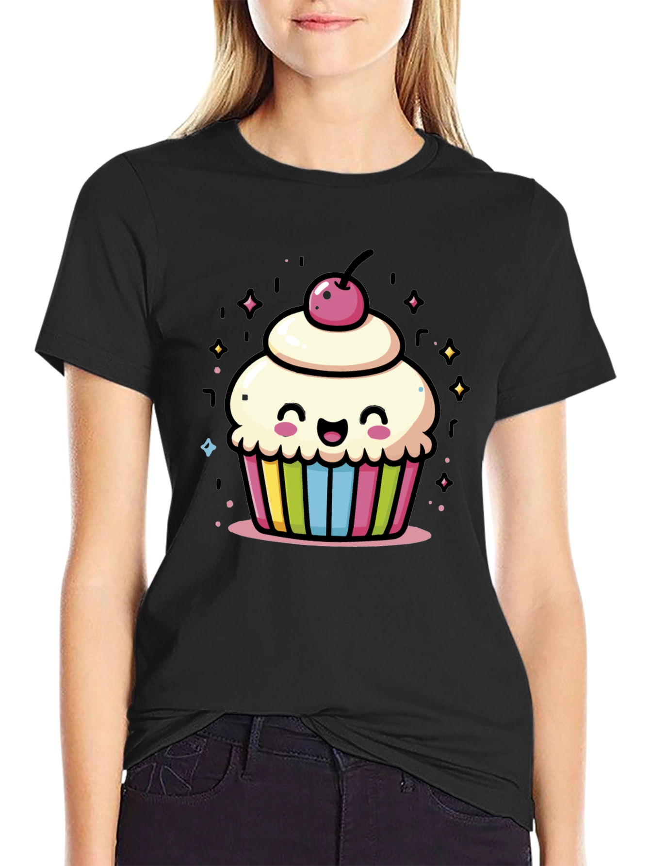 Cute Cupcake Graphic Tee - Whimsical Design
