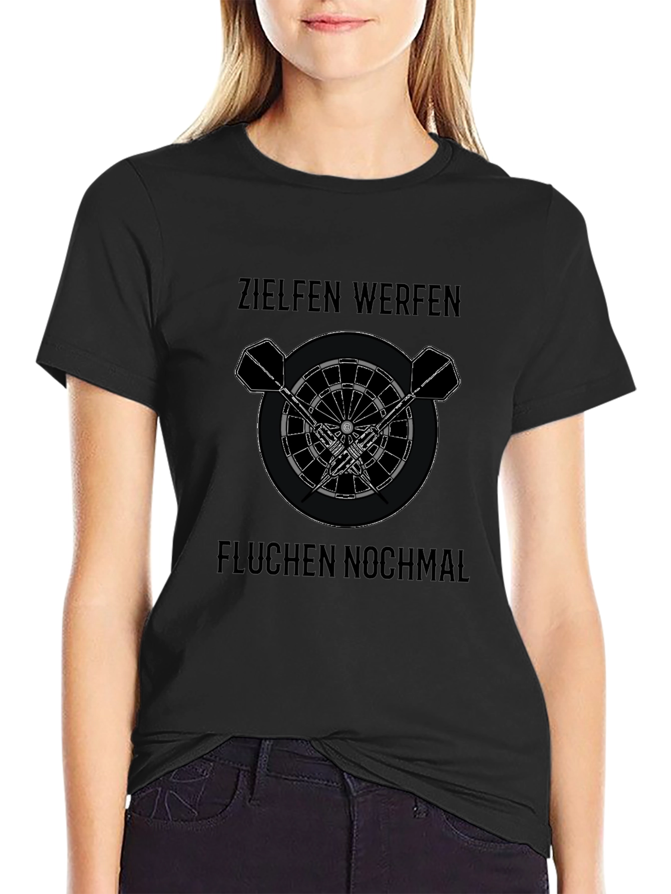 Darts T-Shirt - Zielen Werfen Fluchen Nochmal