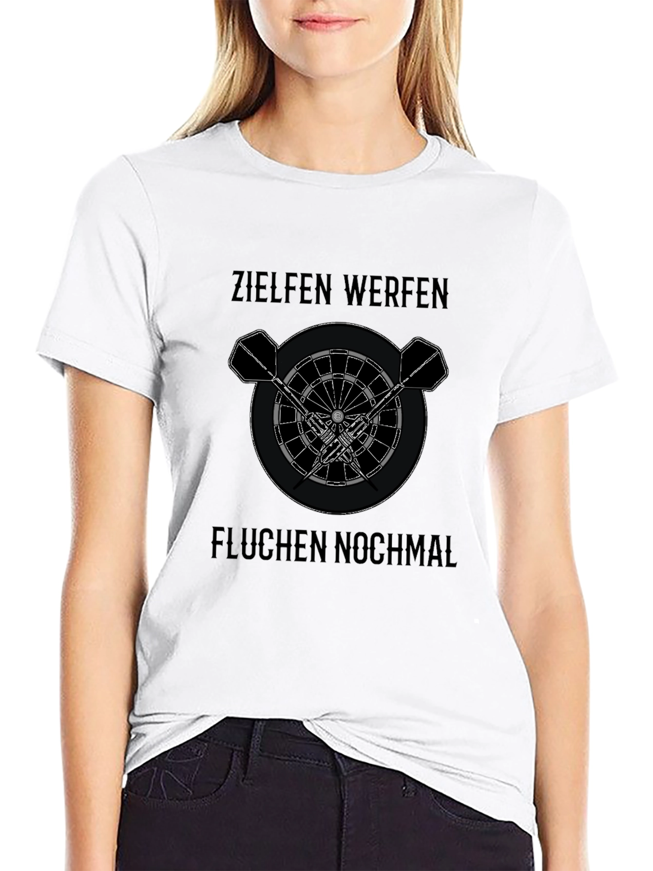 Darts T-Shirt - Zielen Werfen Fluchen Nochmal