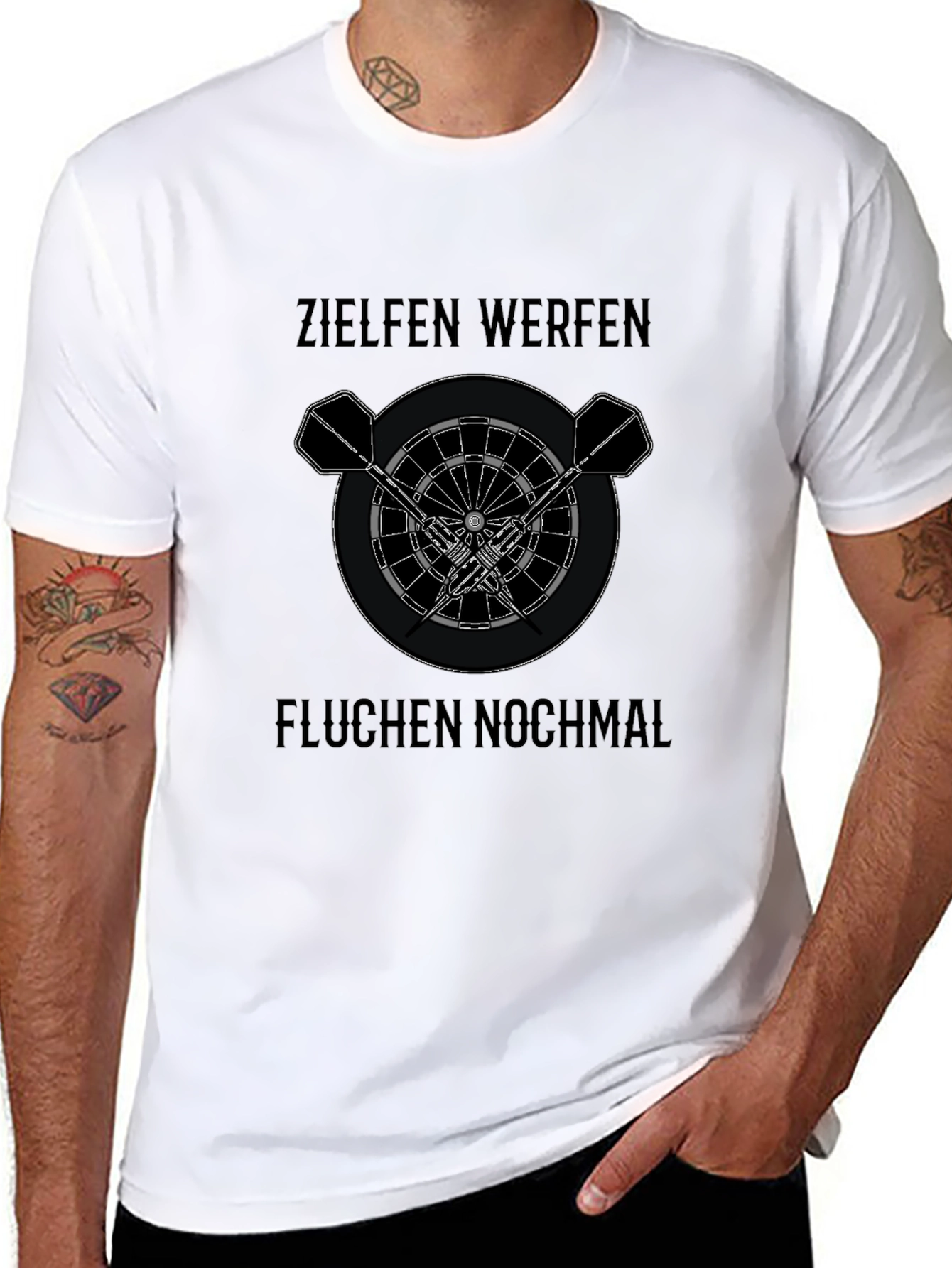 Darts T-Shirt - Zielen Werfen Fluchen Nochmal