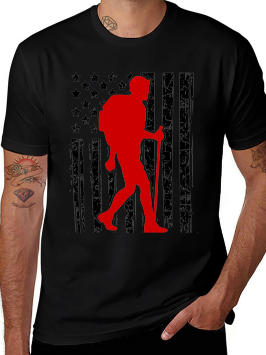 Hiking Patriot T-Shirt - American Flag Hiker