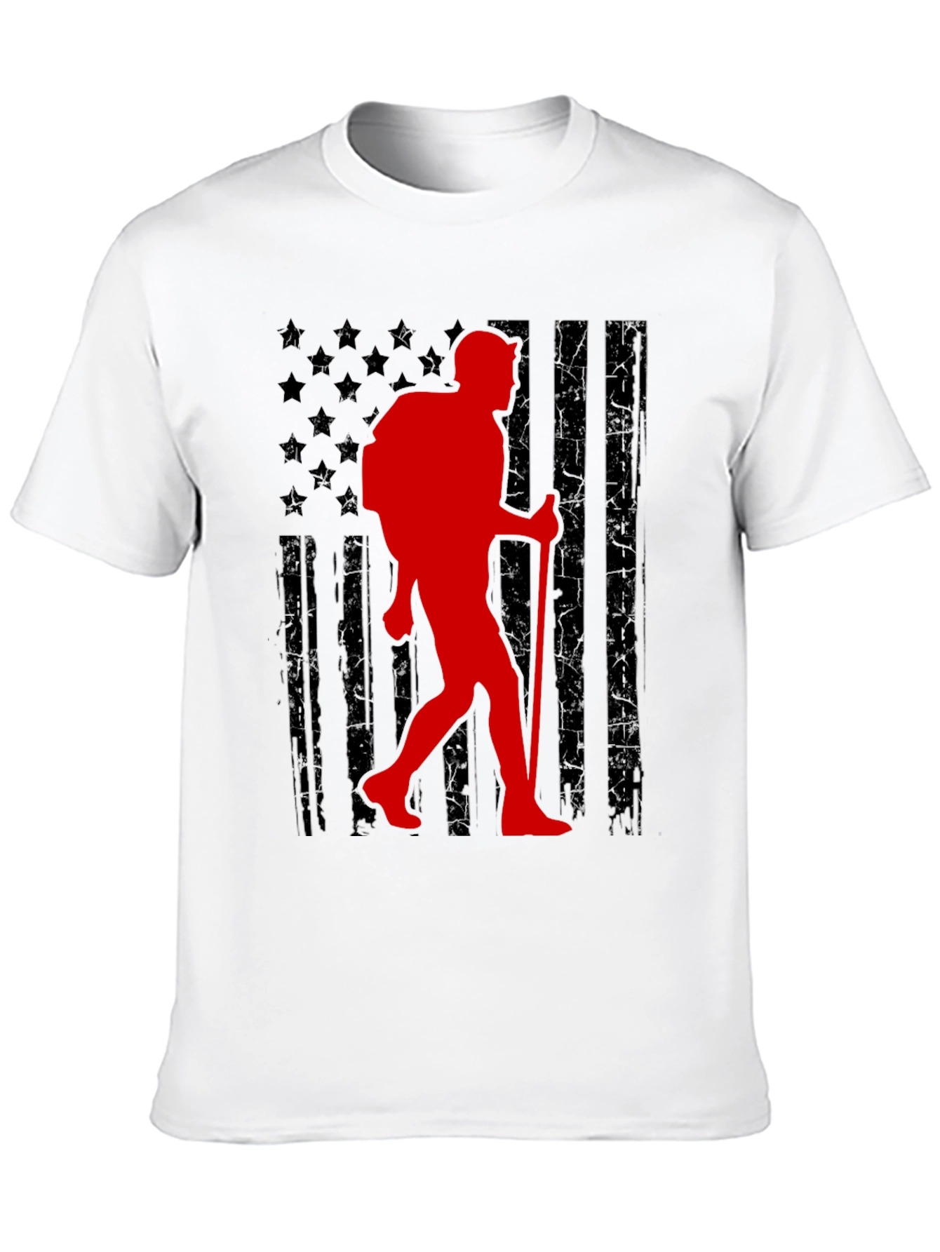 Hiking Patriot T-Shirt - American Flag Hiker