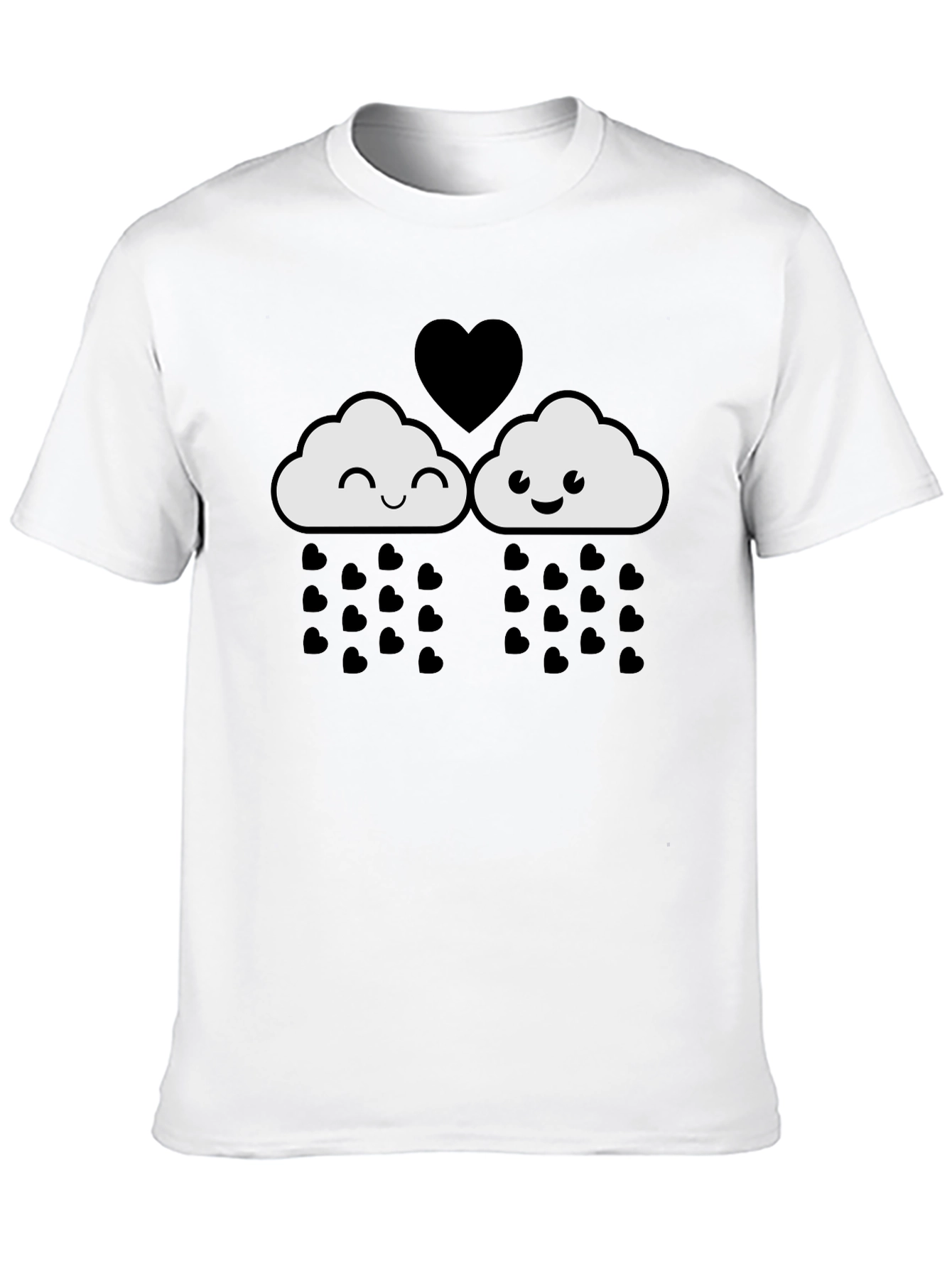 Cute Cloud Heart Rain Graphic T-Shirt