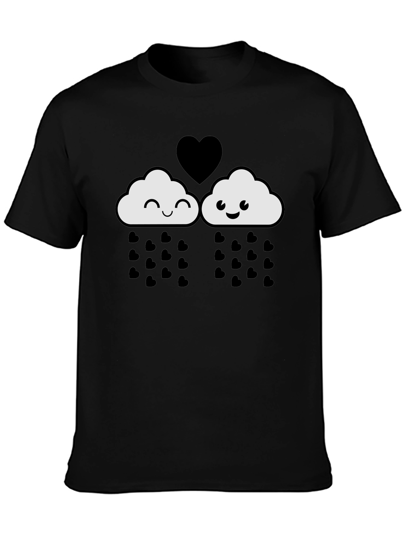 Cute Cloud Heart Rain Graphic T-Shirt