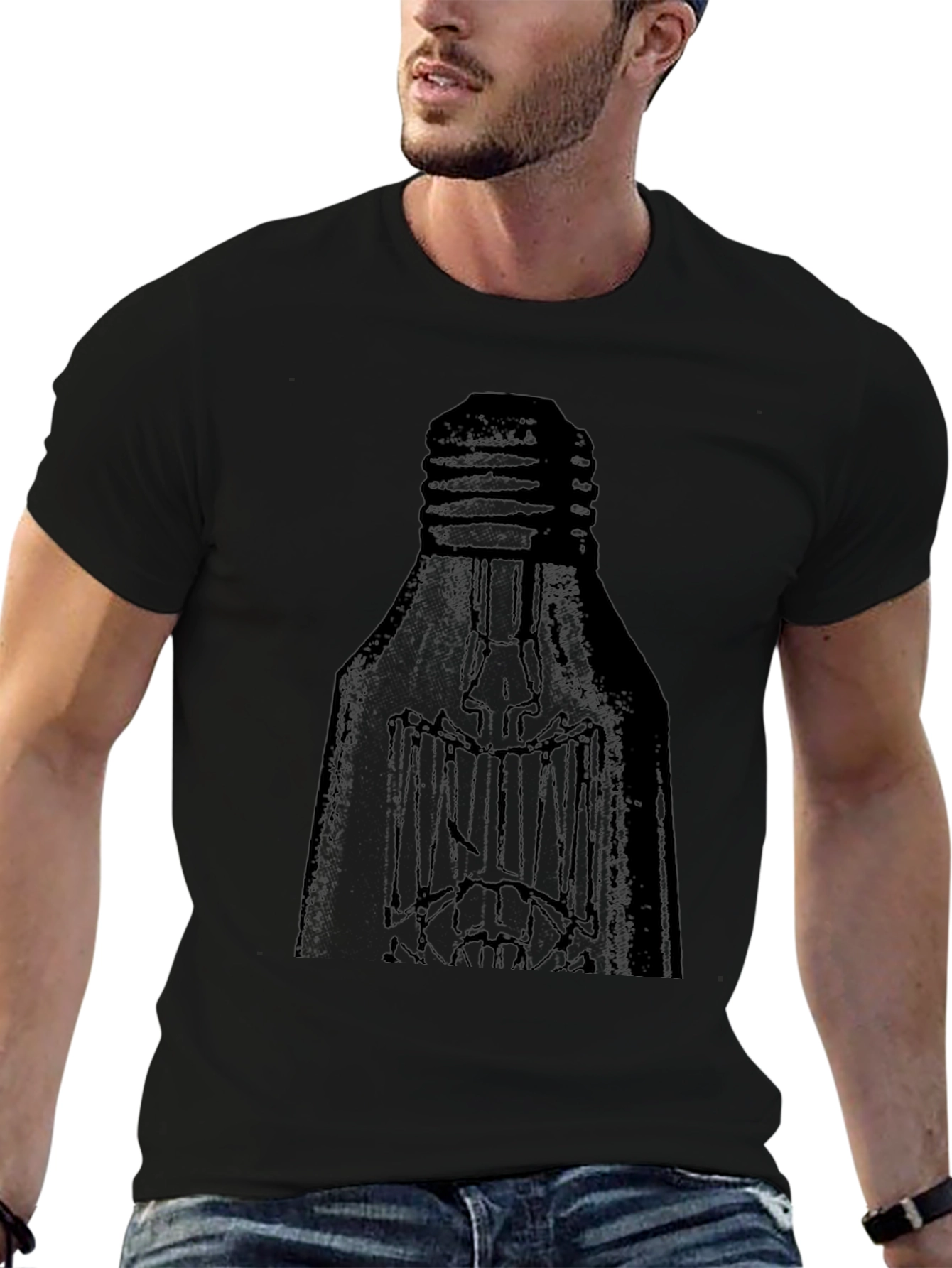Mens Black T-Shirt with Light Bulb Design