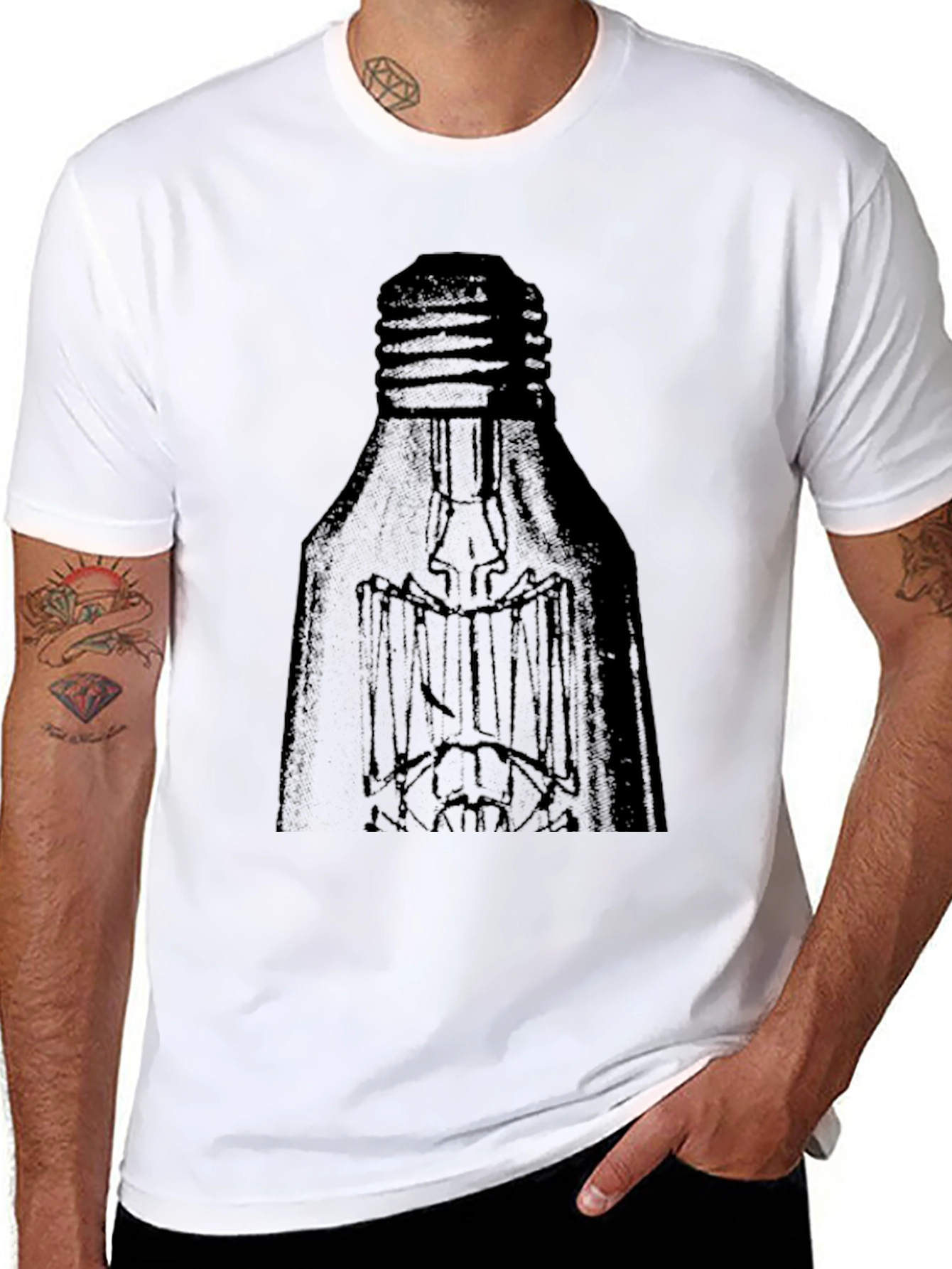 Mens Black T-Shirt with Light Bulb Design