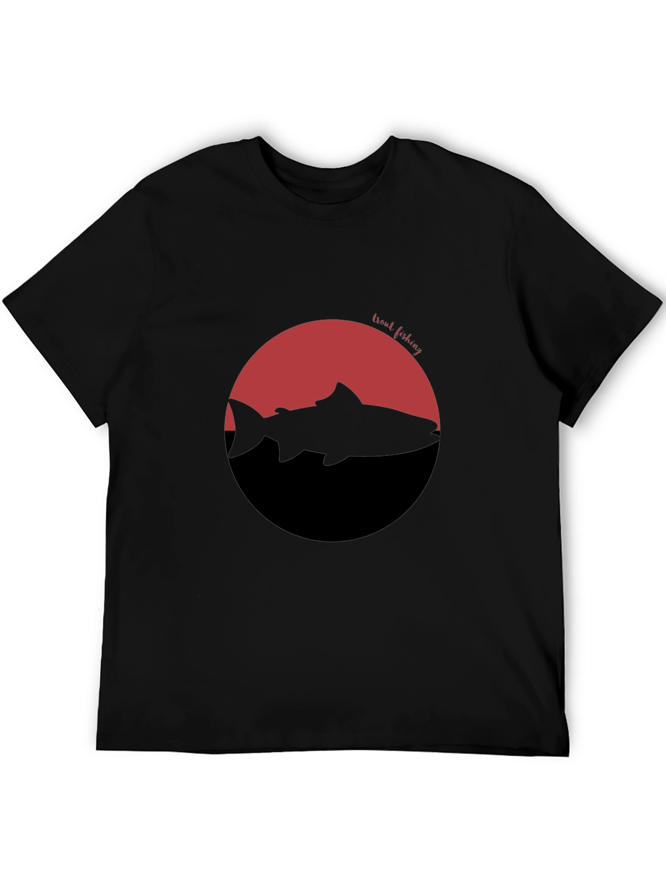 Trout Fishing Graphic T-Shirt - Black