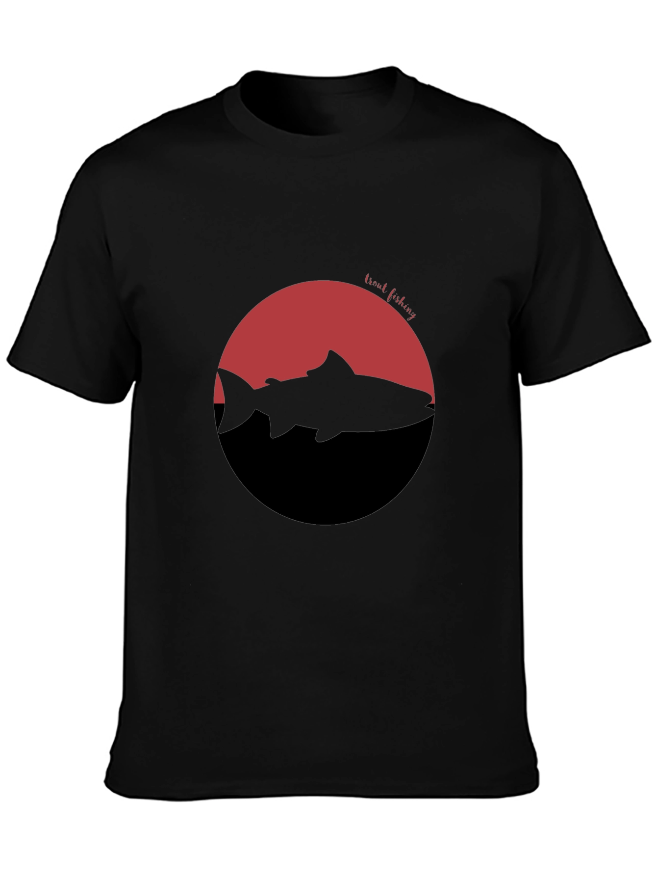 Trout Fishing Graphic T-Shirt - Black