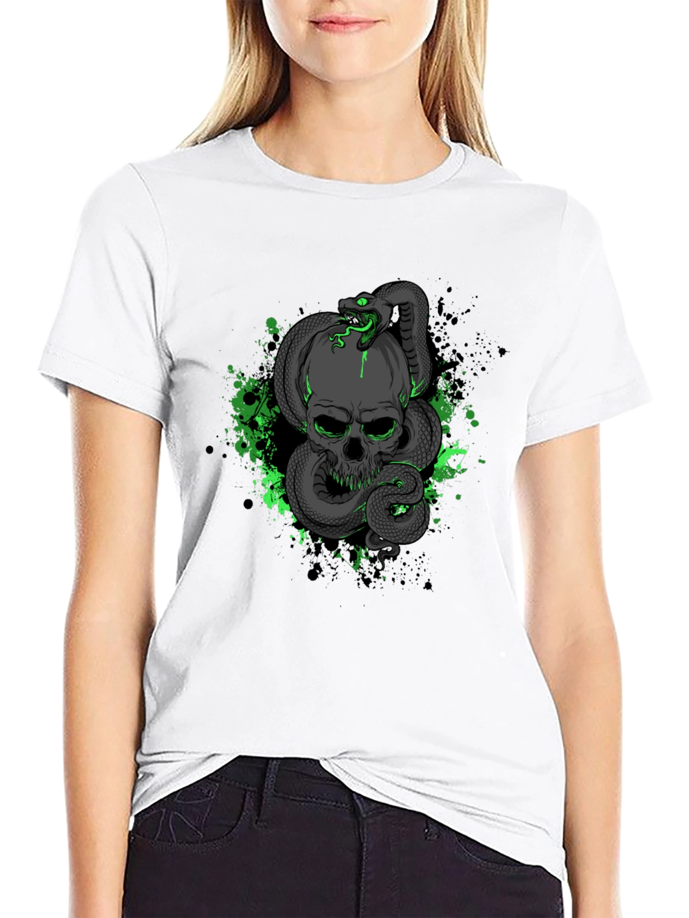 Skull & Snake Graphic Black T-Shirt