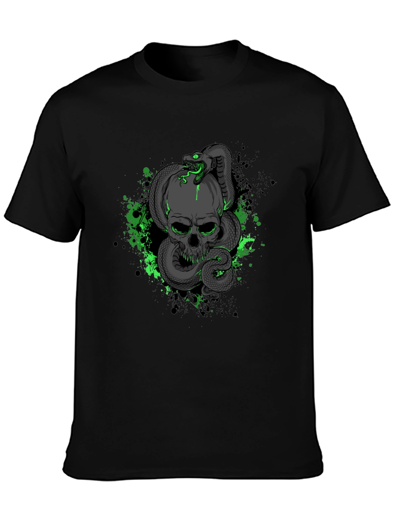 Skull & Snake Graphic Black T-Shirt